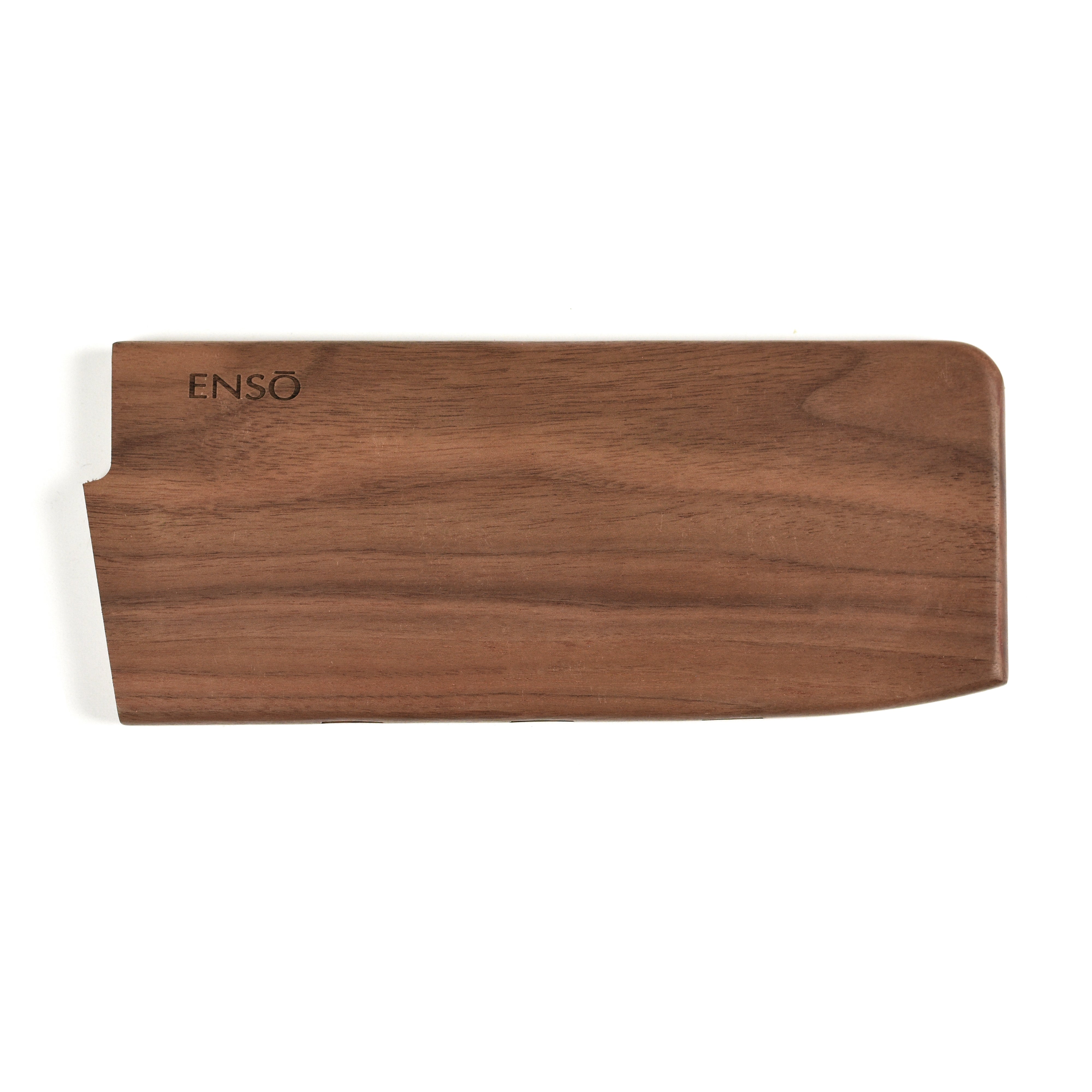 Enso walnut magnetic knife guard showcasing its elegant design and secure fit for 7 inch chef knives.