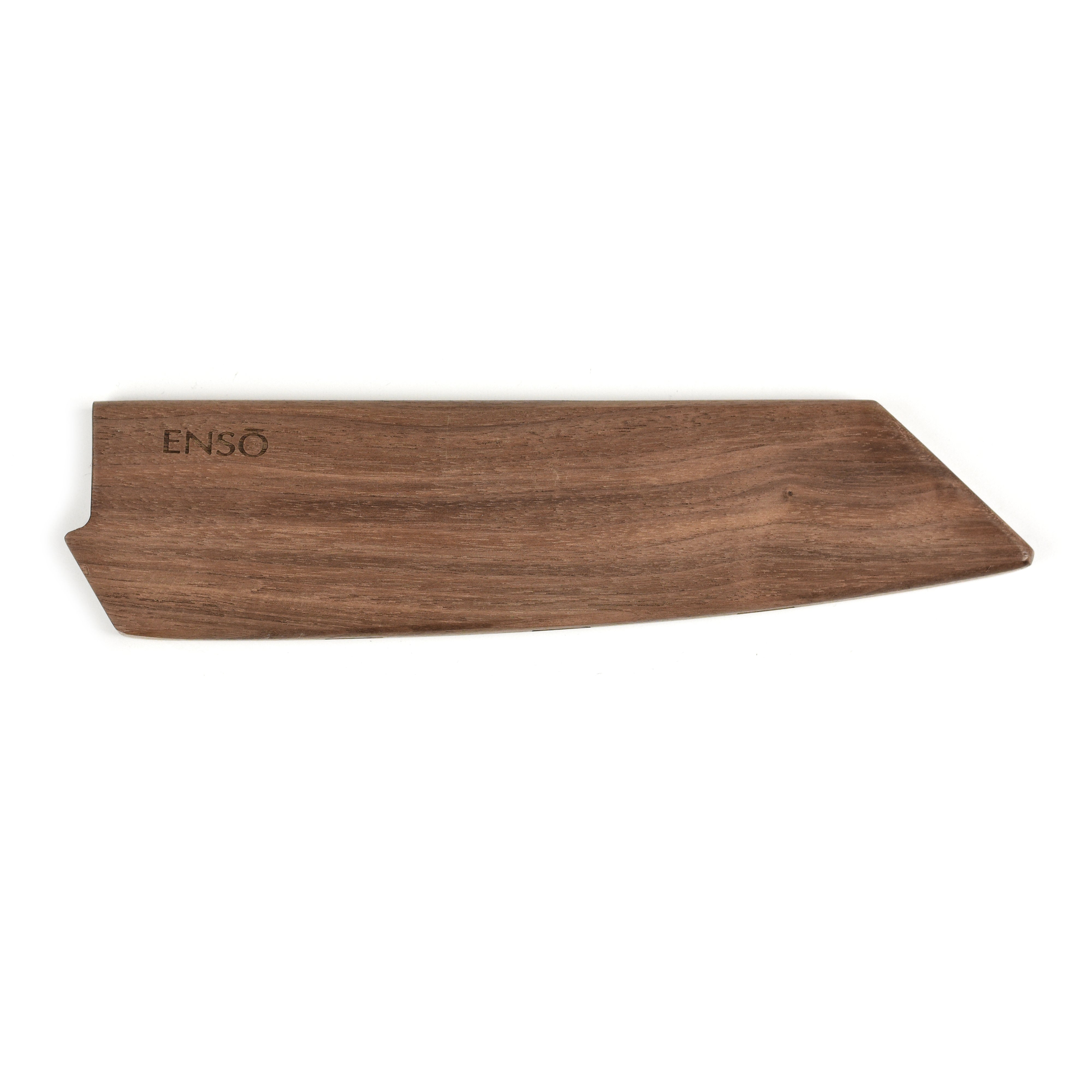 Close-up of the walnut magnetic knife sheath showing its sleek design and airflow vents.