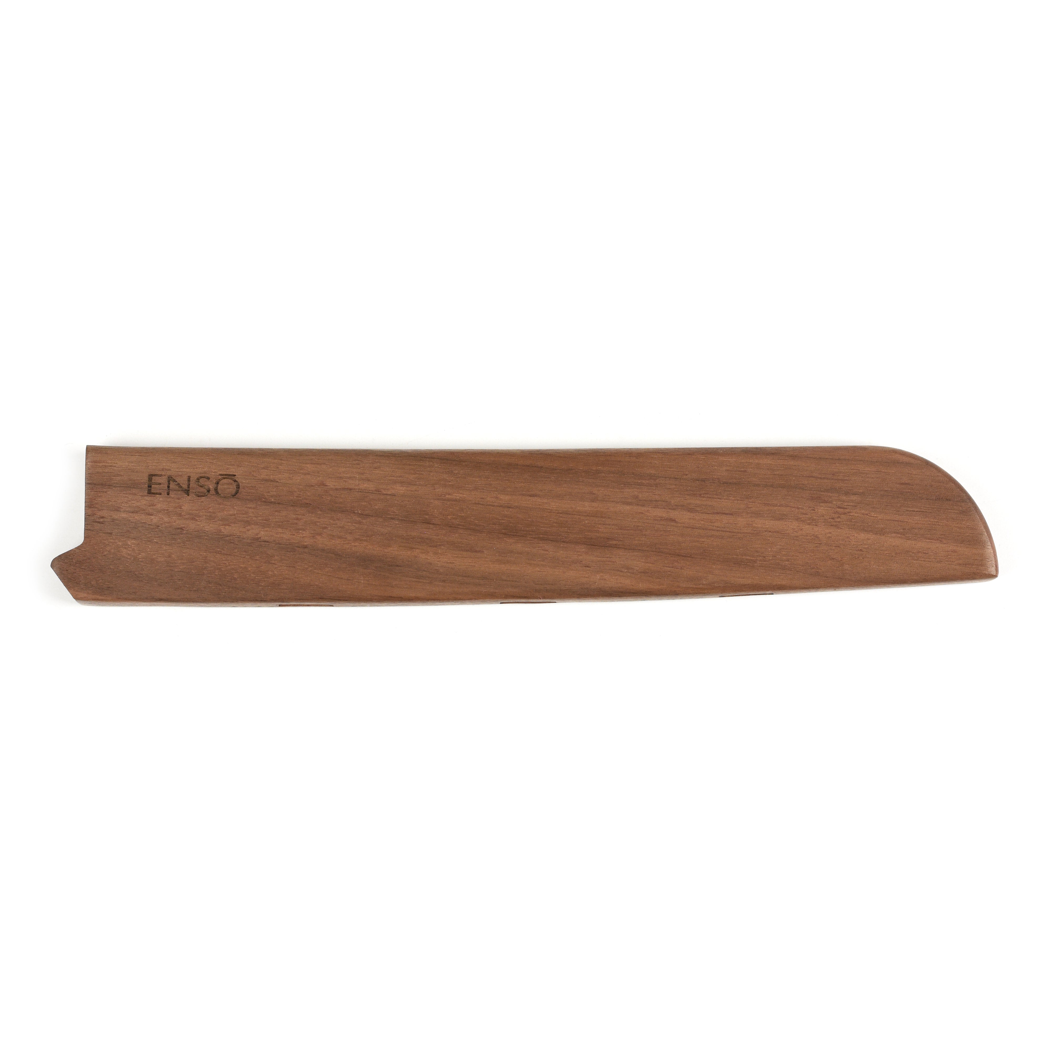 Close-up of Enso walnut magnetic knife sheath showcasing durability and design.
