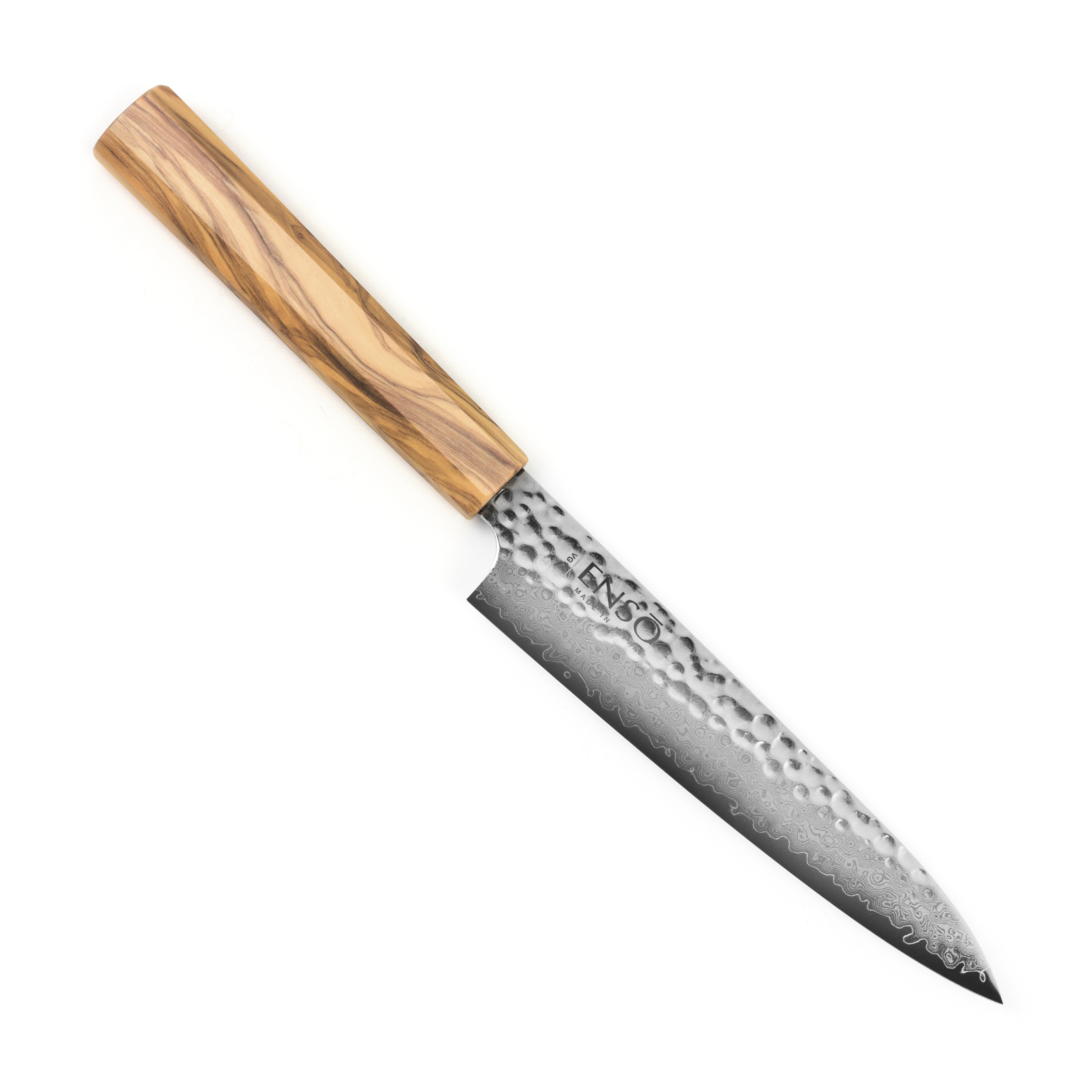 Enso Olivewood 5.9" petty knife showcasing its elegant design and craftsmanship.