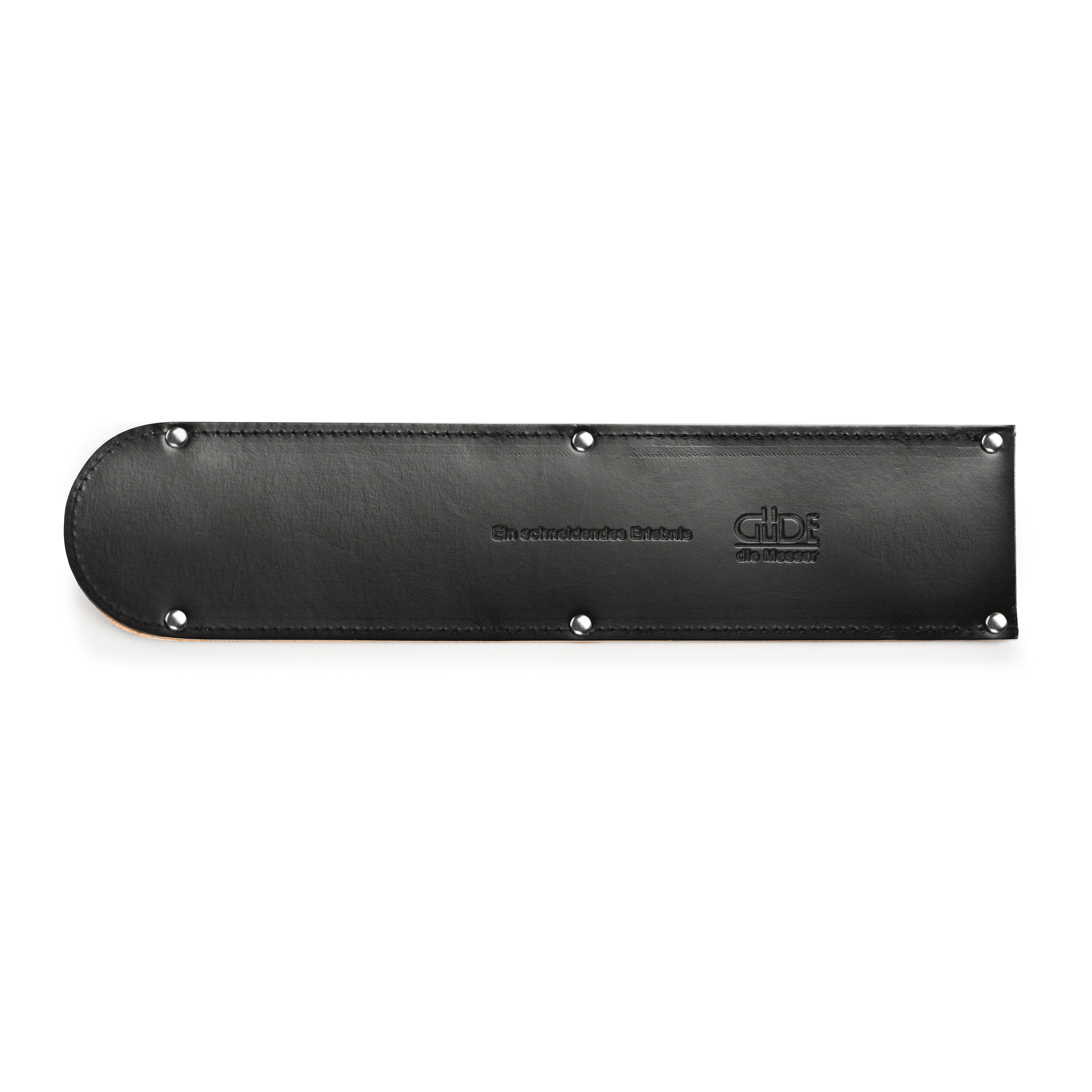 Side view of the premium leather sheath for 12.6" bread knife