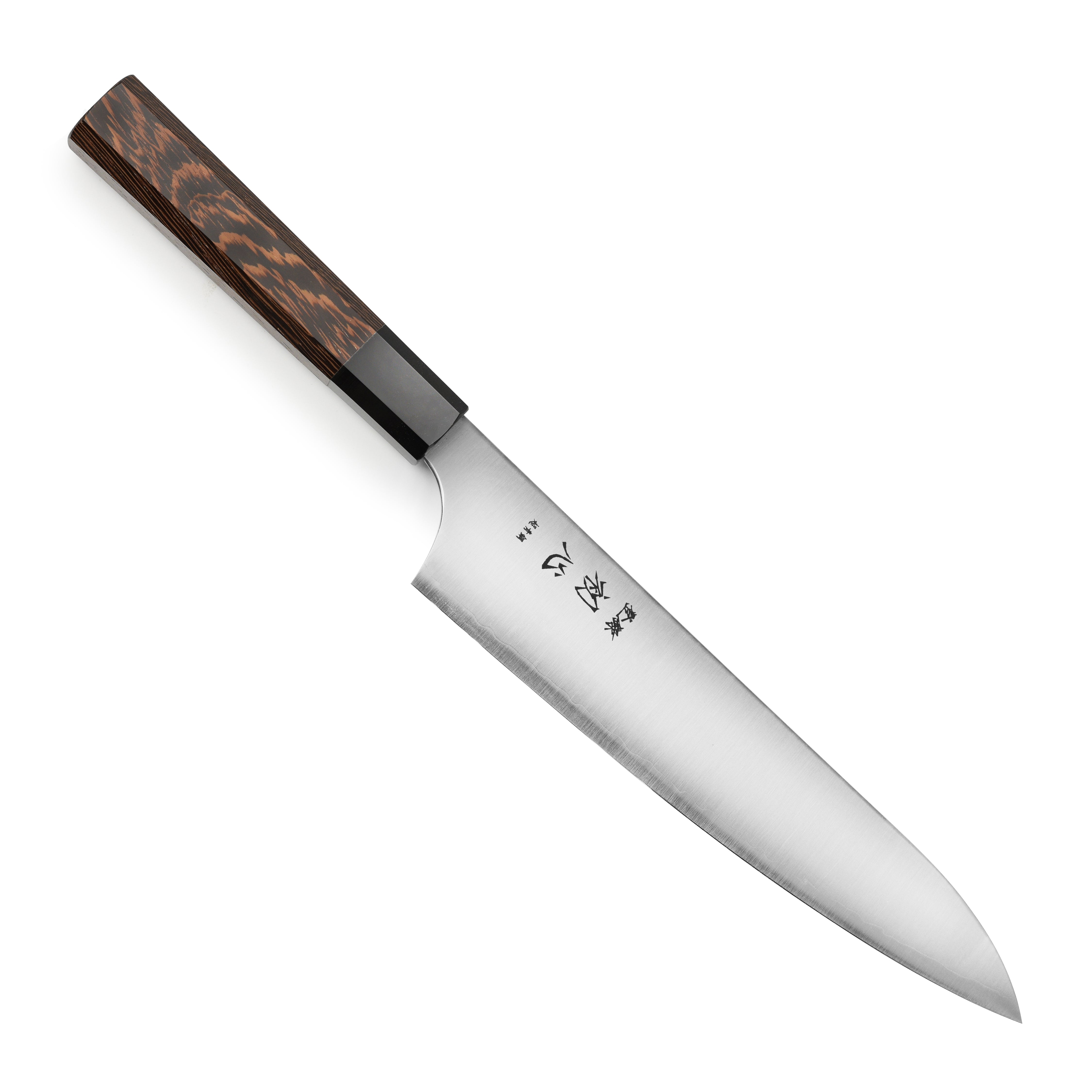 Hatsukokoro Hayabusa Aogami Super Gyuto blade detail showing sharp edge