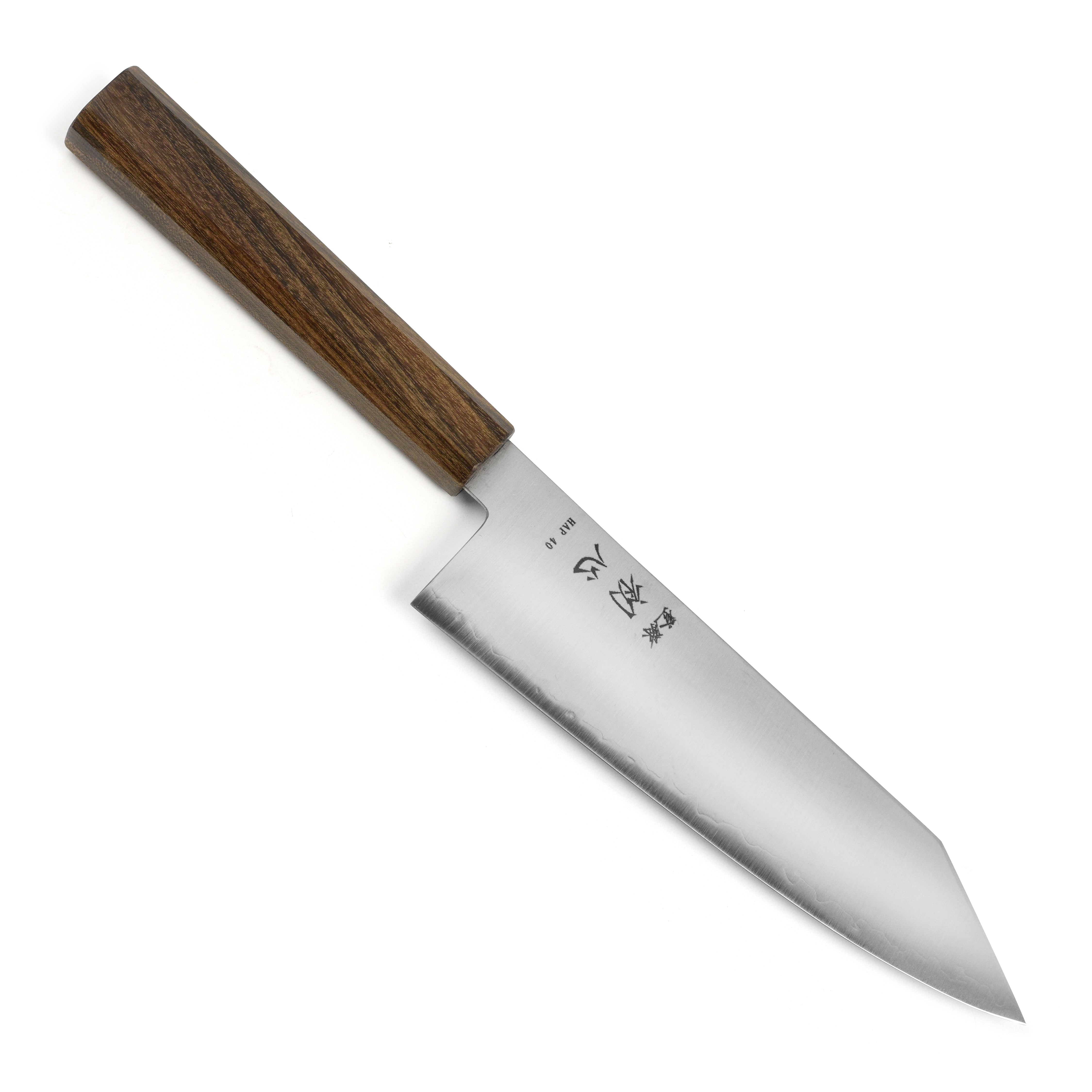 Detailed view of the 7-inch Japanese chef knife handle and blade