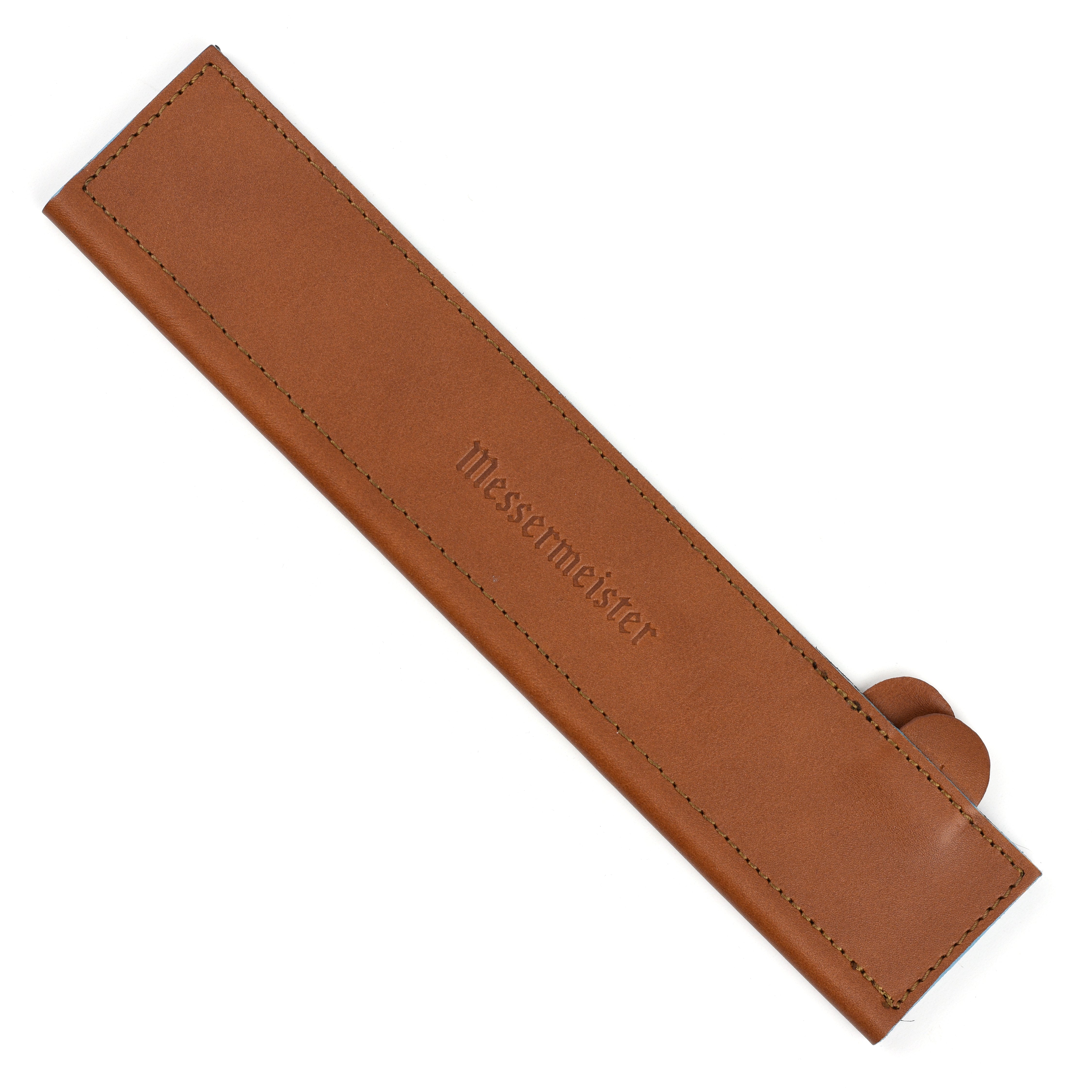 Open leather sheath showing magnetic interior and 10.5-inch knife fit