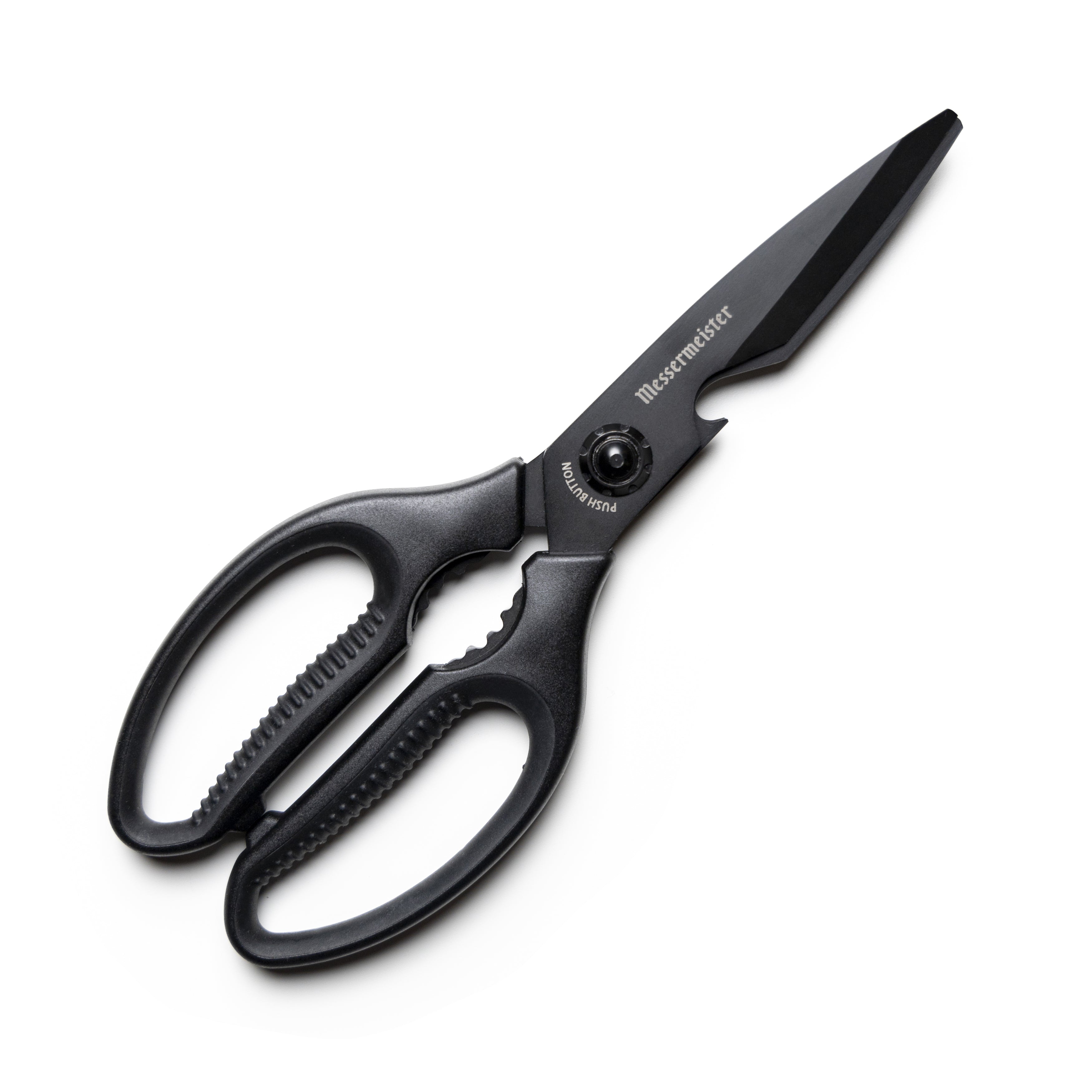 TitanEdge multi-functional shears slicing through poultry on a wooden board