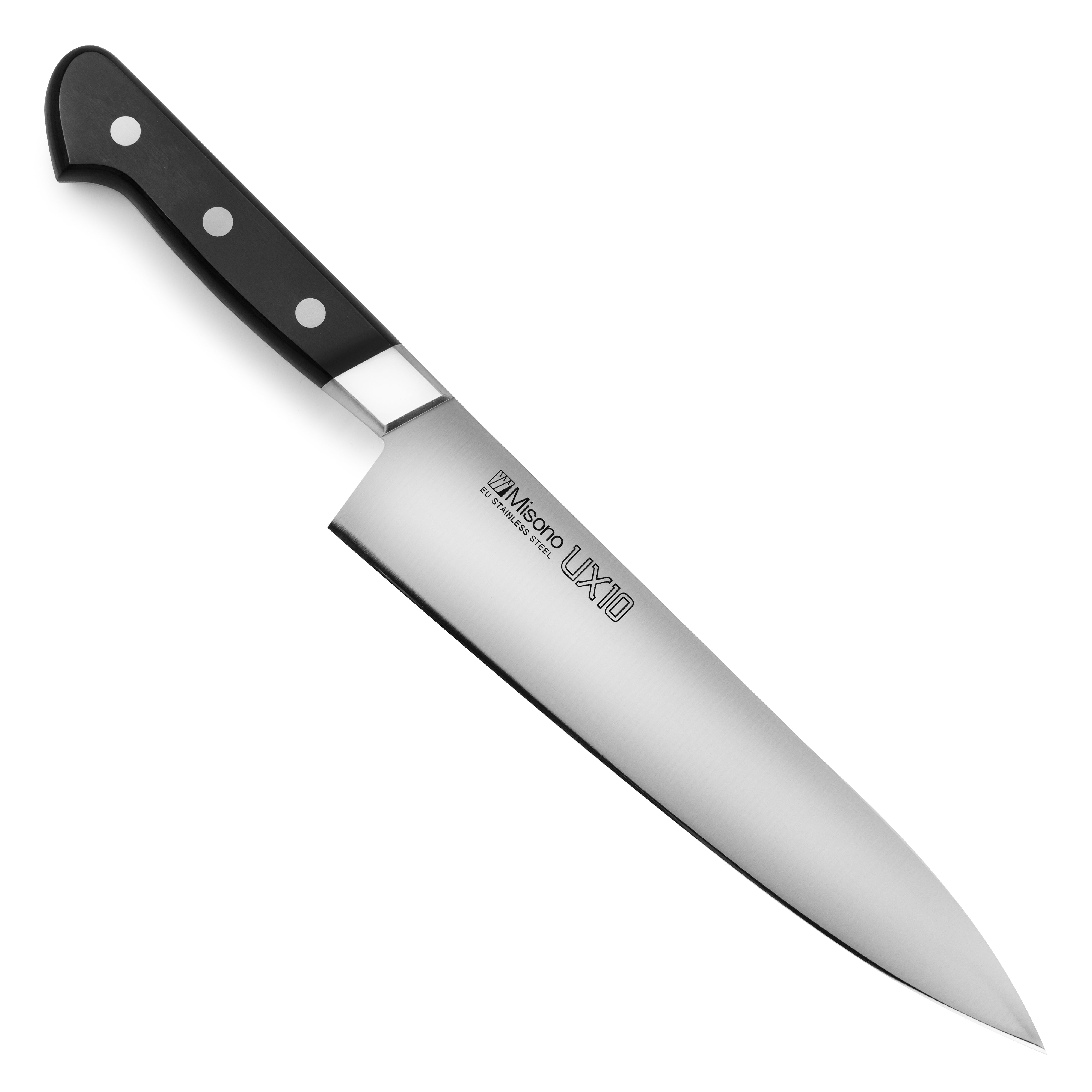 9.4" gyuto knife with a hand-forged blade and wooden handle for perfect grip.