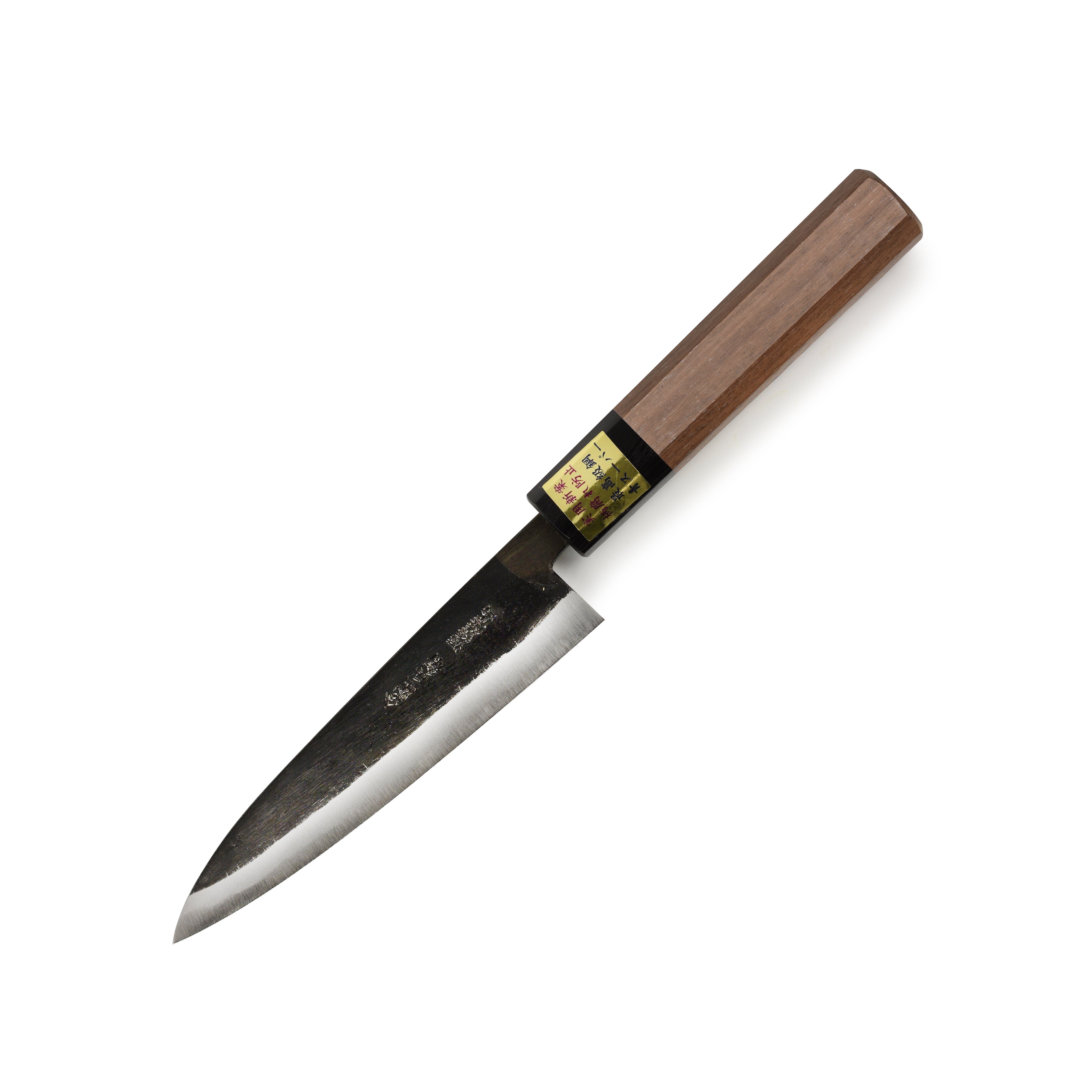 Front view of Moritaka Aogami Super petty knife showing sharp blade and handle