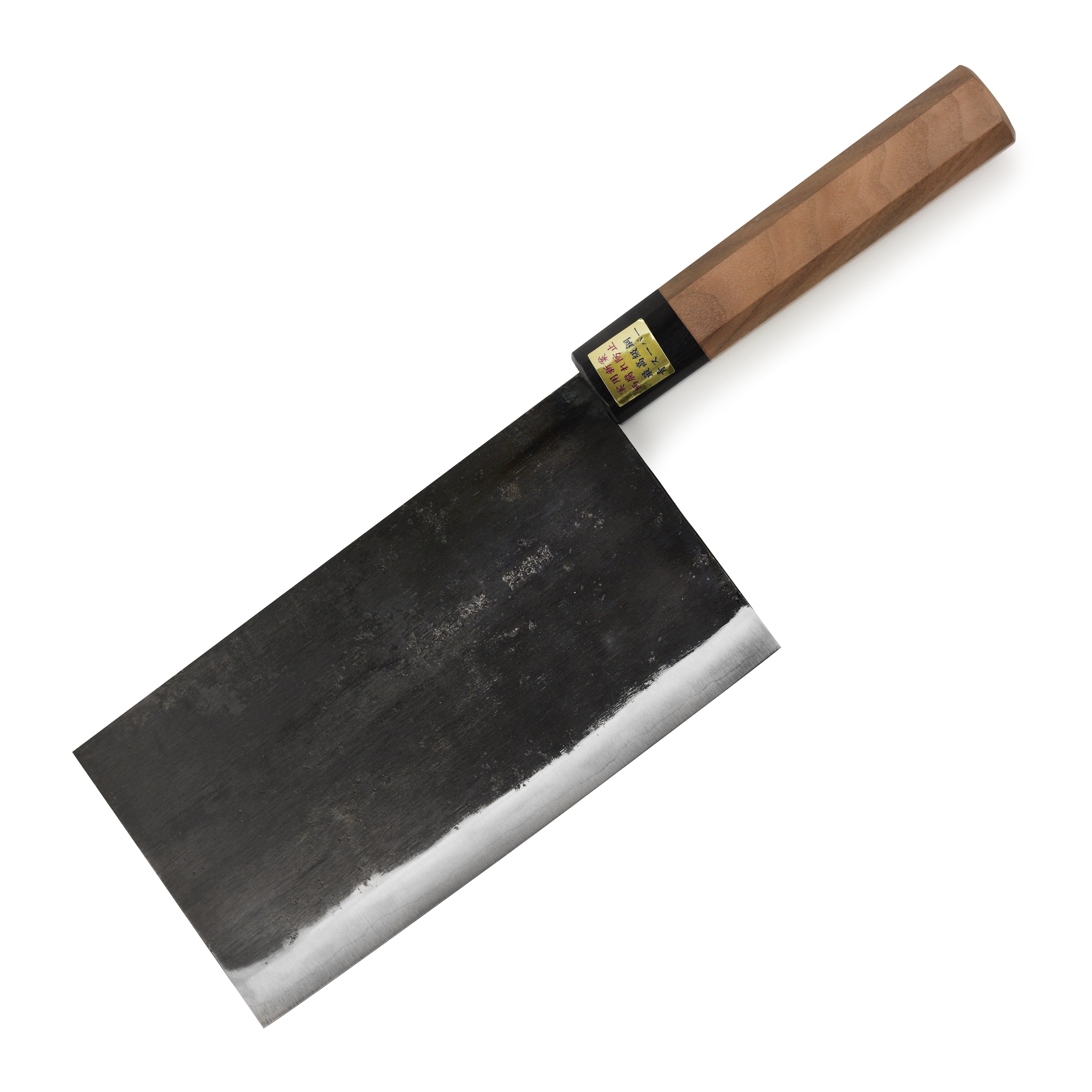 Close-up of Moritaka 7.5-inch Aogami Super carbon steel chefs knife blade highlighting sharp edge
