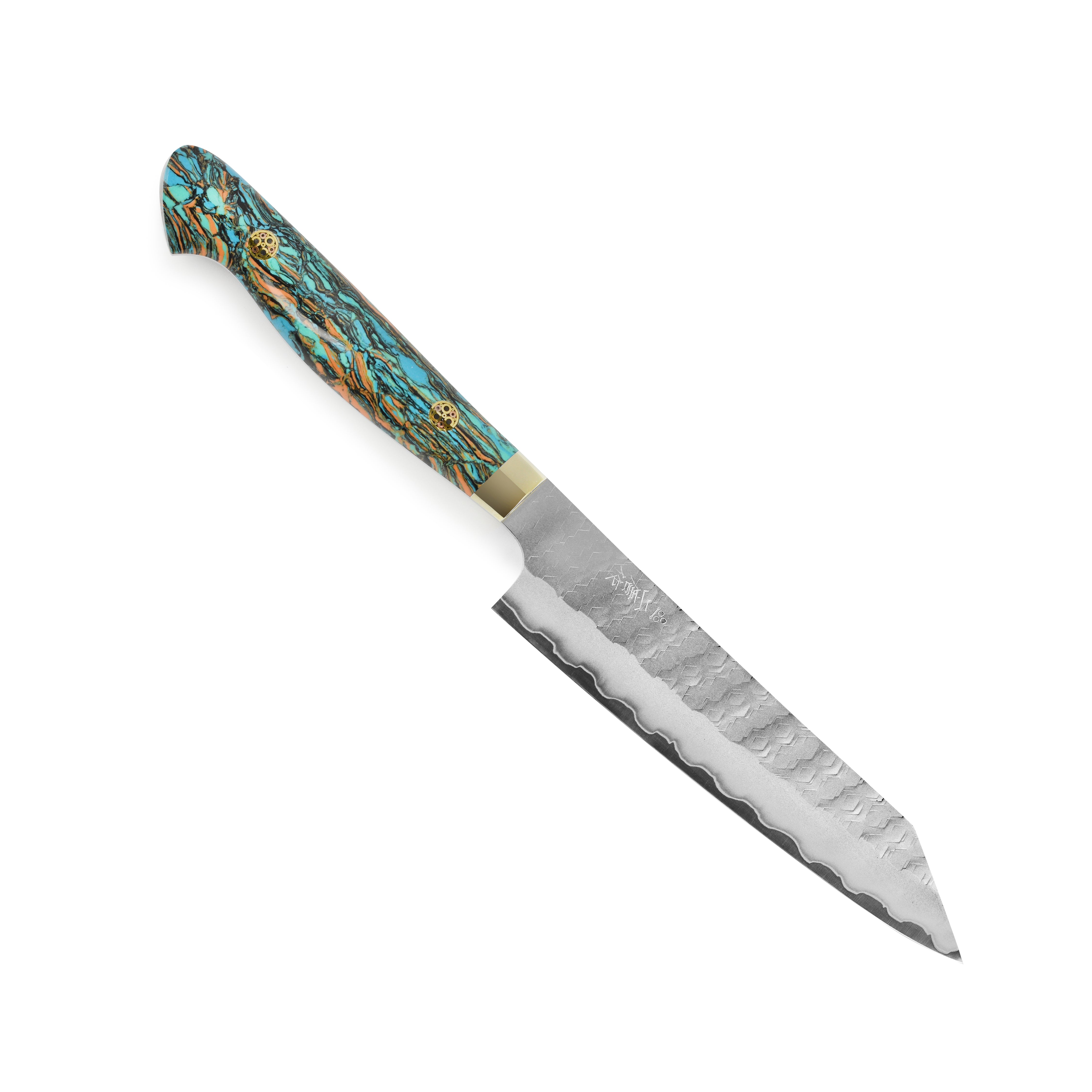 Close-up of the blade of Nigara SG2 Kiritsuke chef knife showing sharp edge.