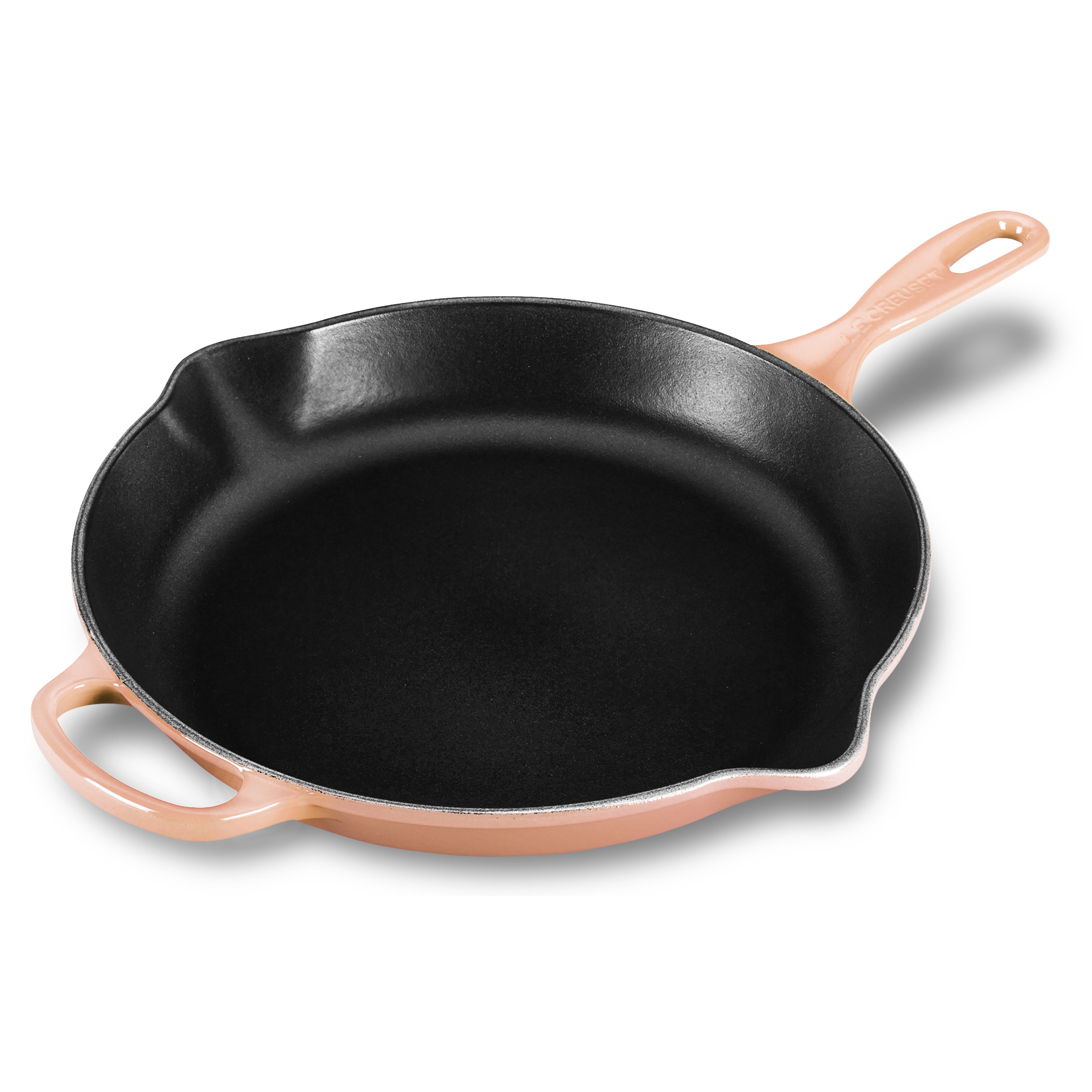 Le Creuset 11.75 inch enameled cast iron skillet with black satin interior
