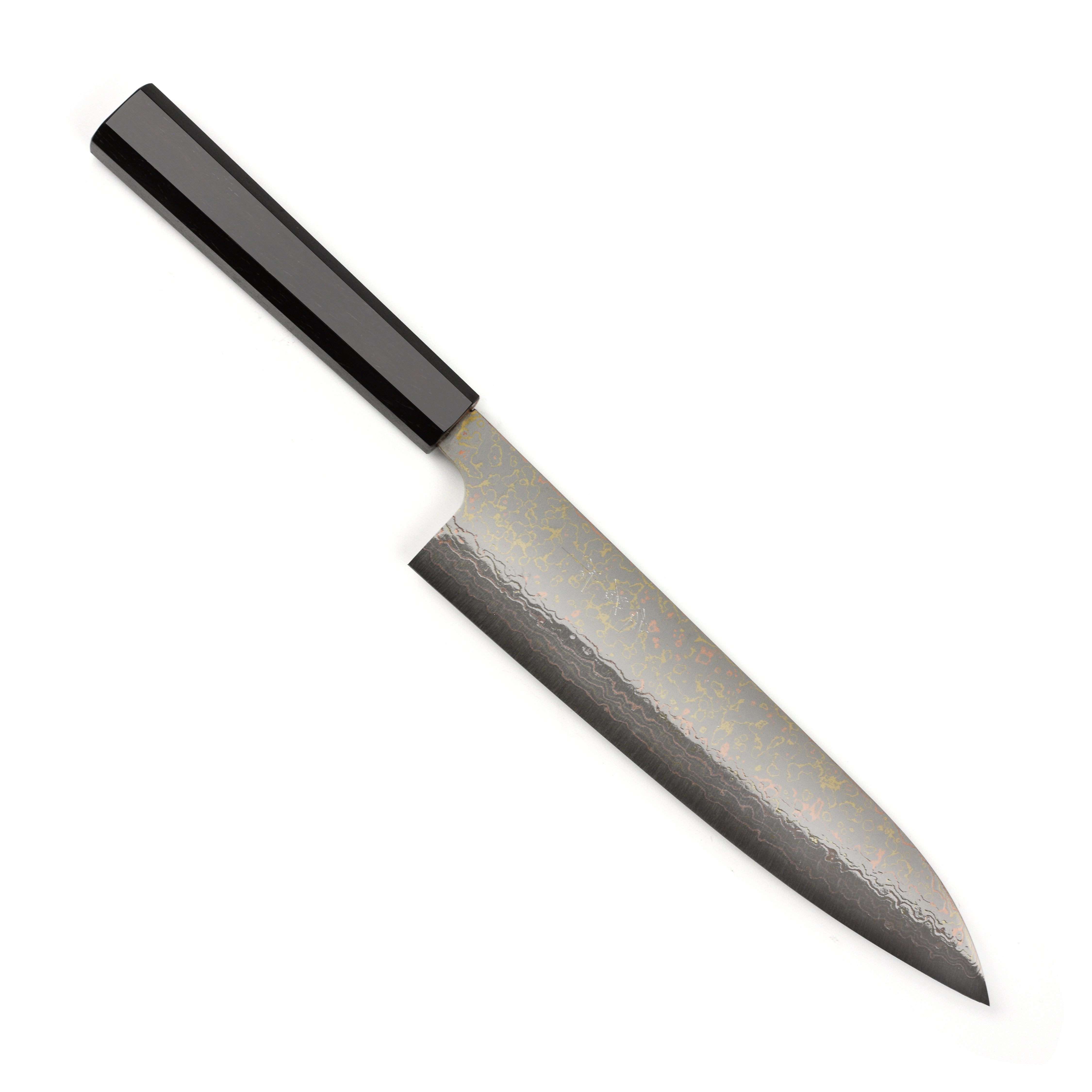 Japanese damascus chef knife in a gift box, ready for gifting or use