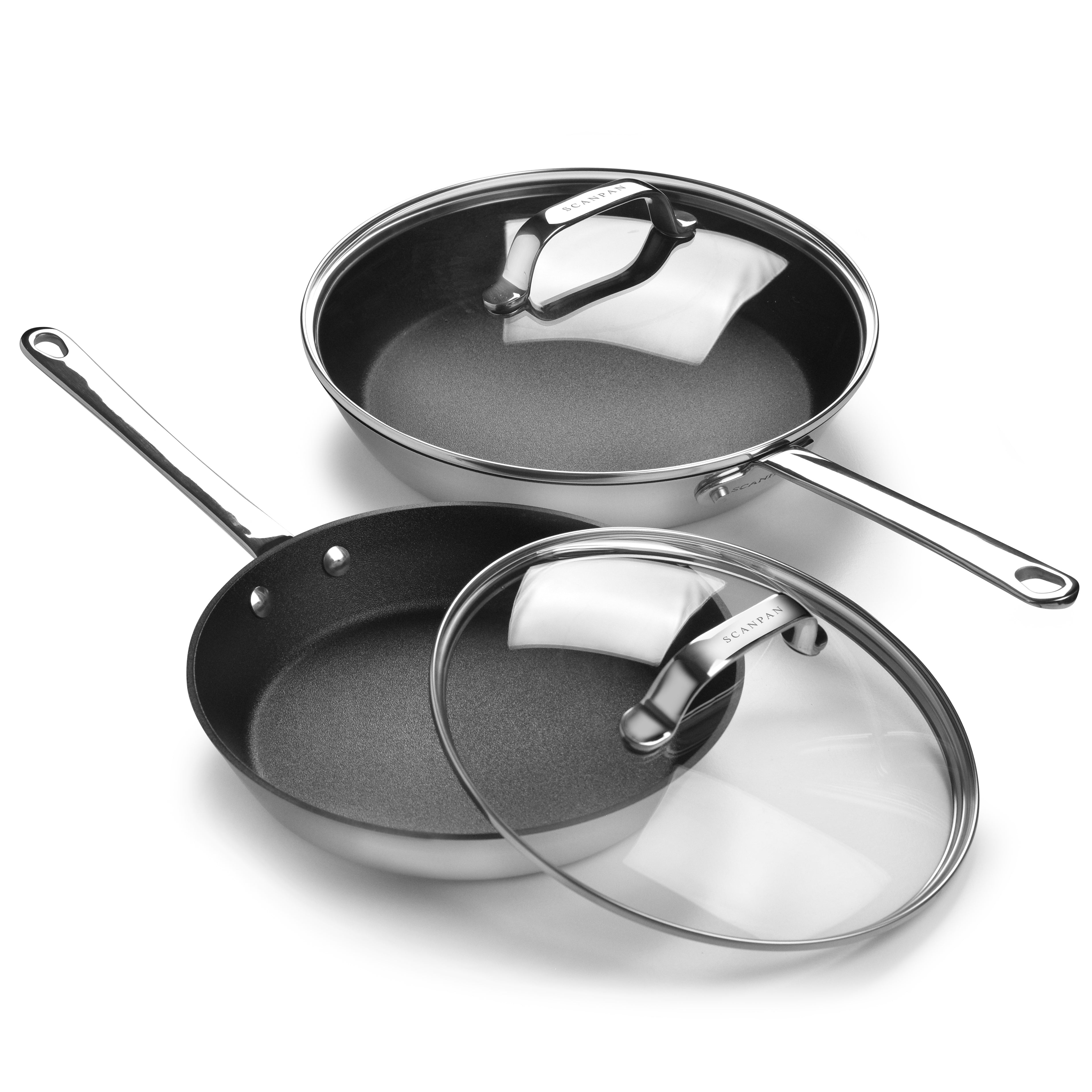 Close-up of the textured nonstick surface on the stainless steel fry pan