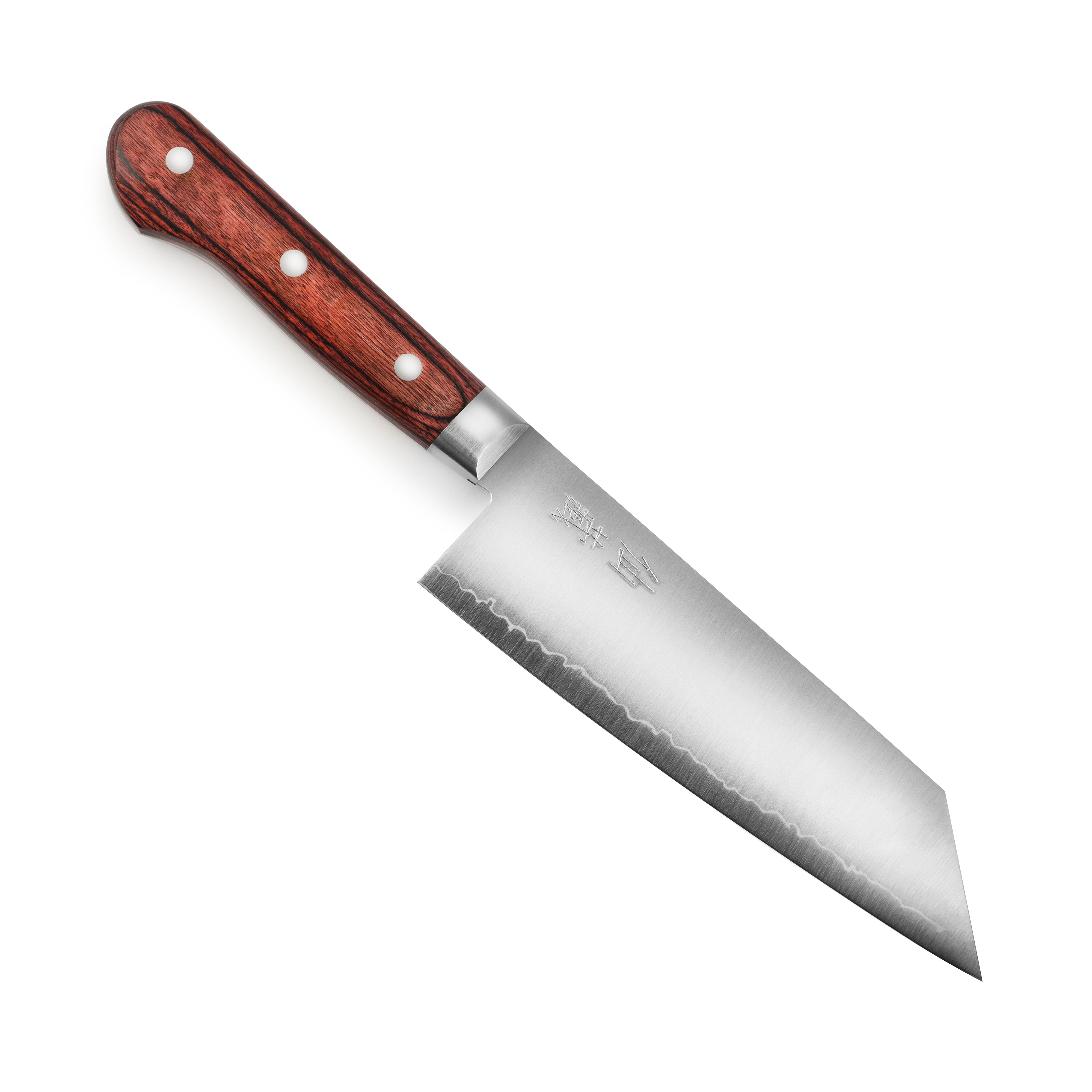 Japanese Bunka knife with high-carbon AUS10 steel blade and Pakkawood handle, ideal for precise slicing