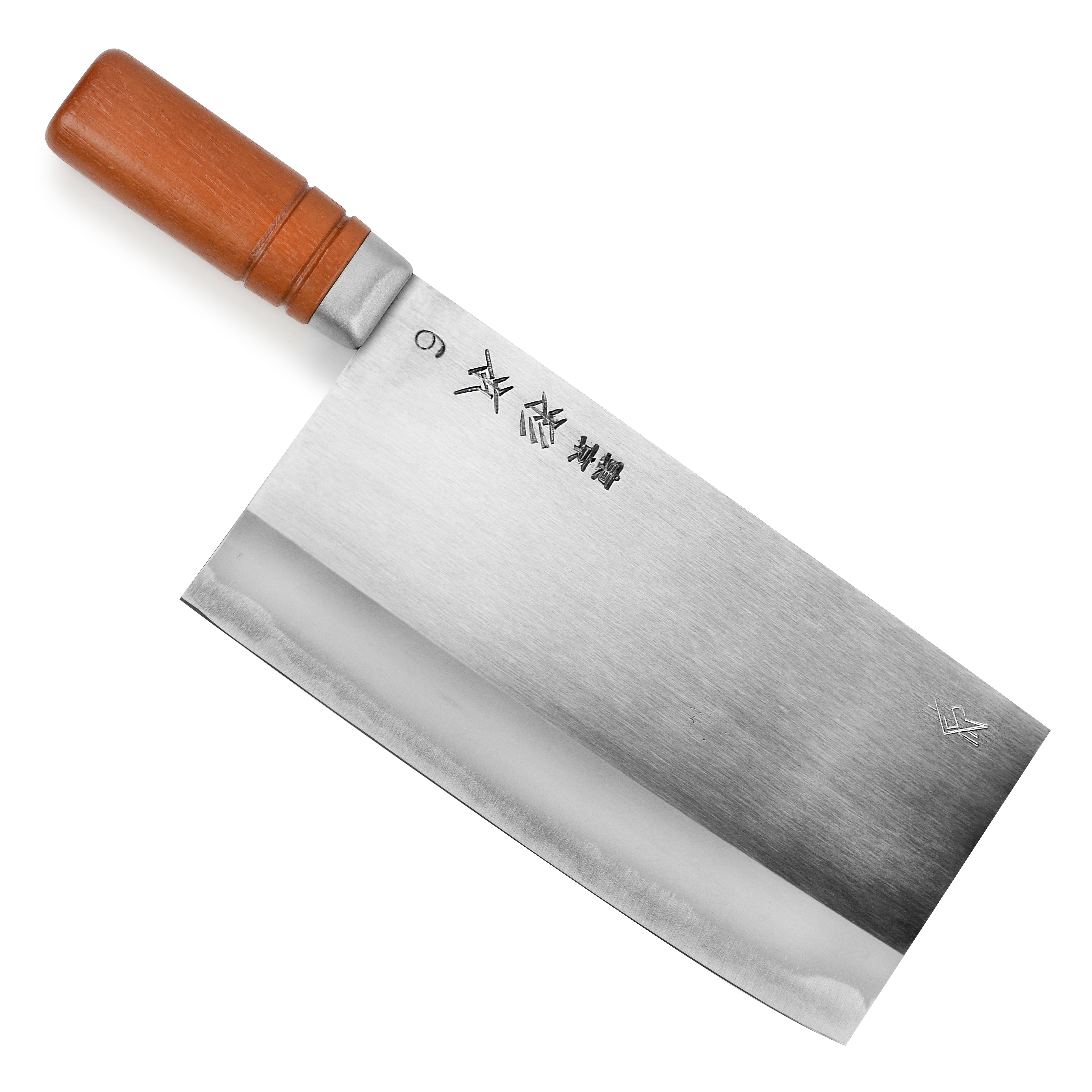 Sugimoto carbon steel cleaver with a wooden handle, ideal for professional use.