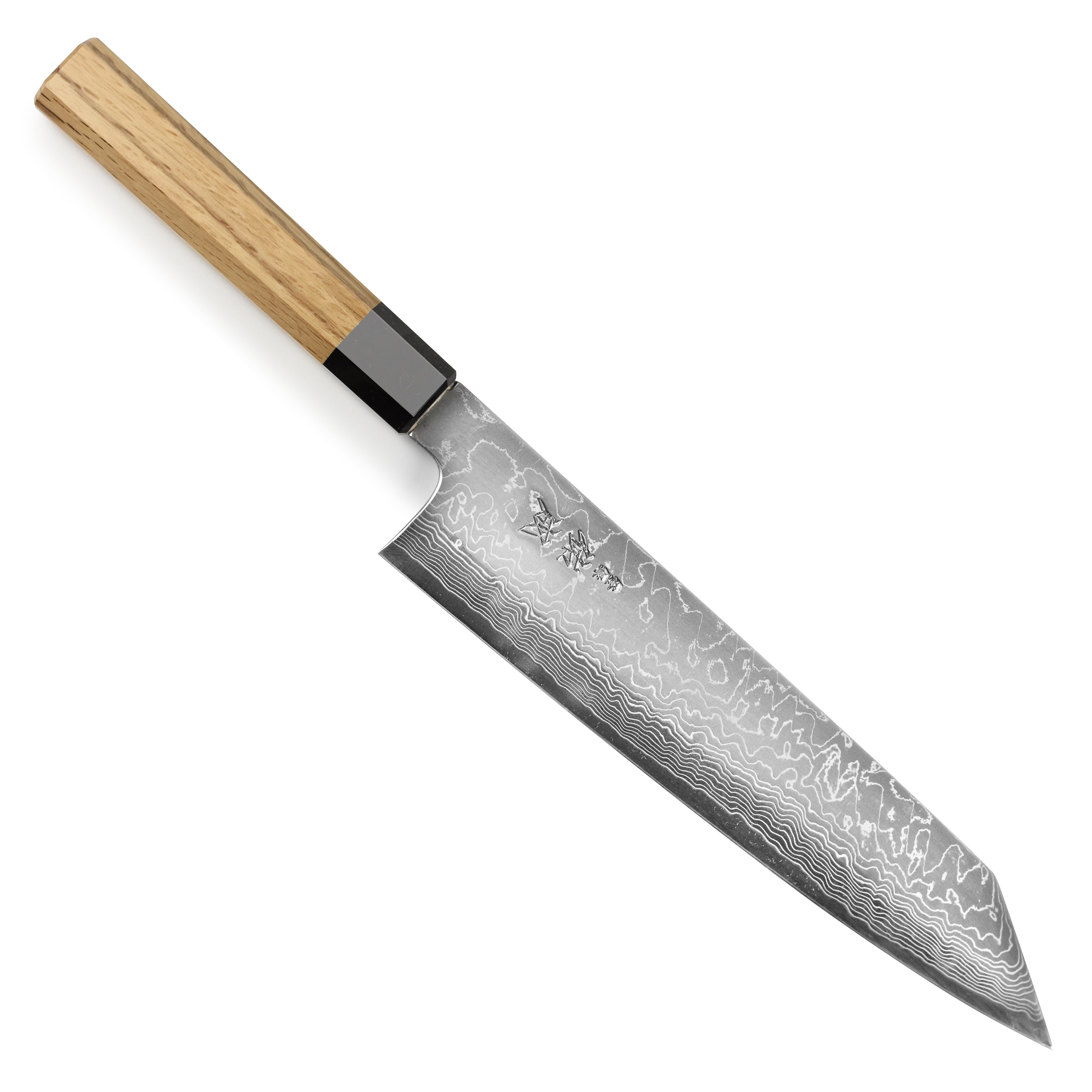 Sukenari SG2 Damascus kiritsuke chef knife showcasing blade and handle design.