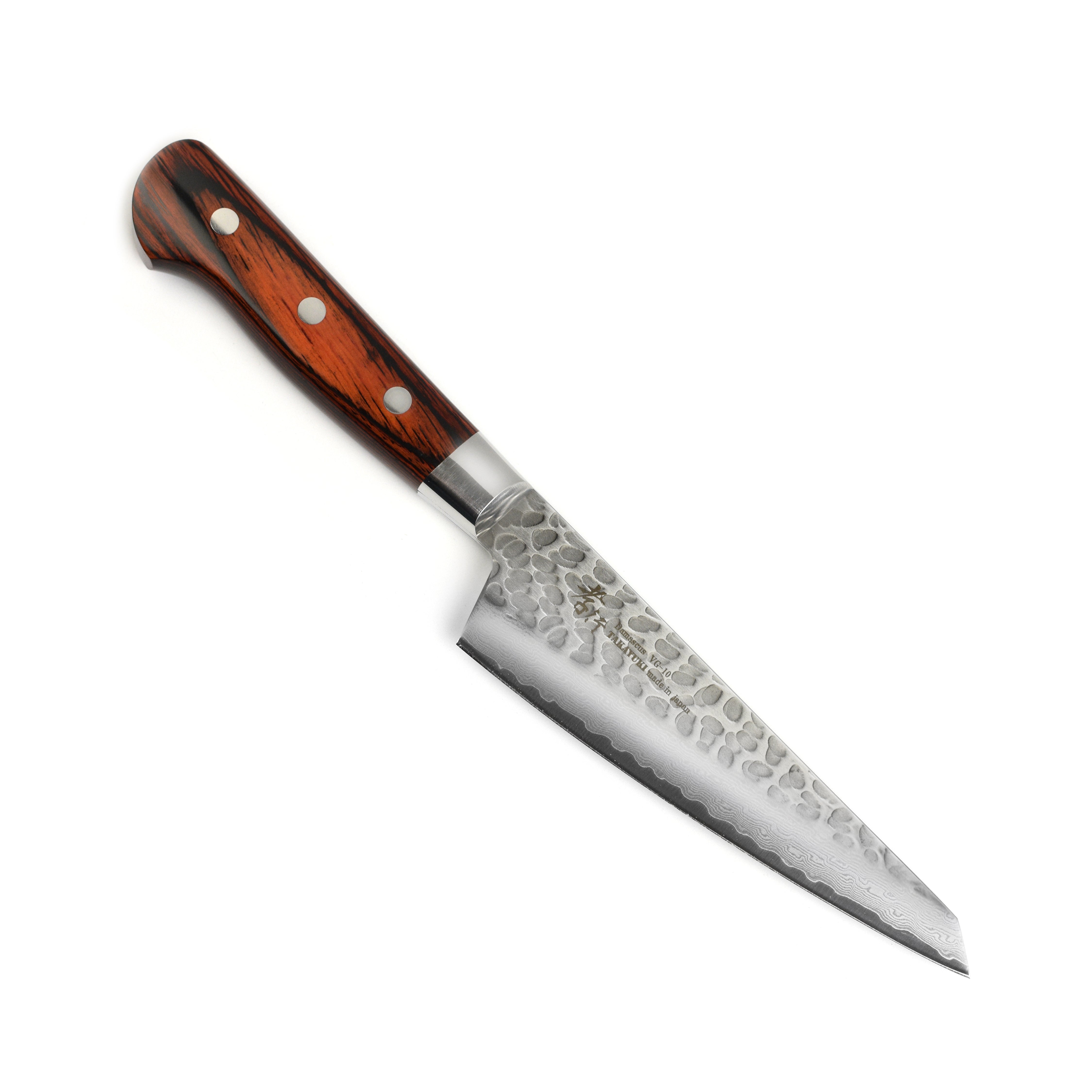 Takayuki Damascus Honesuki knife blade with hammered finish