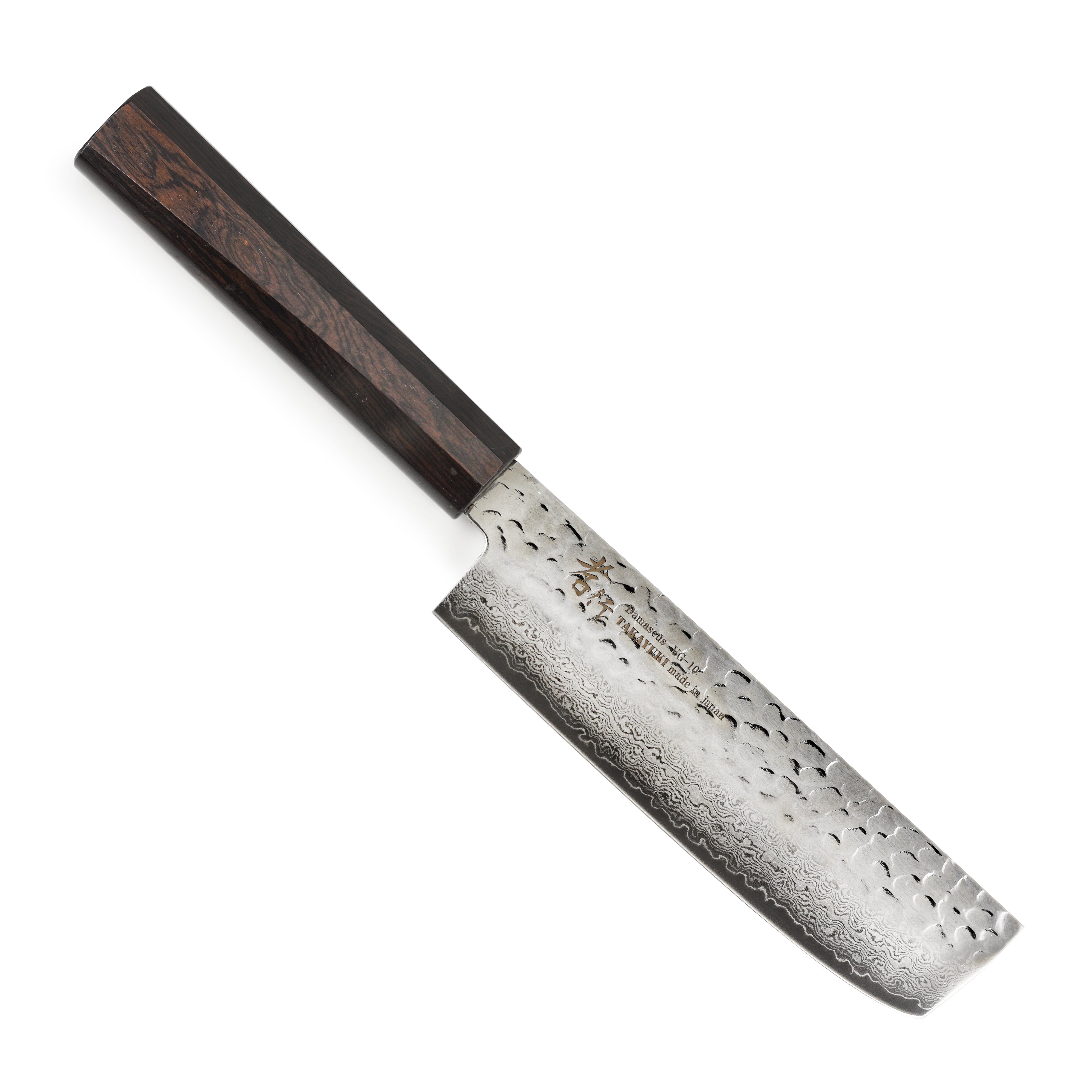 Takayuki Tsuchime Nakiri Knife showcasing its elegant design and sharp blade.