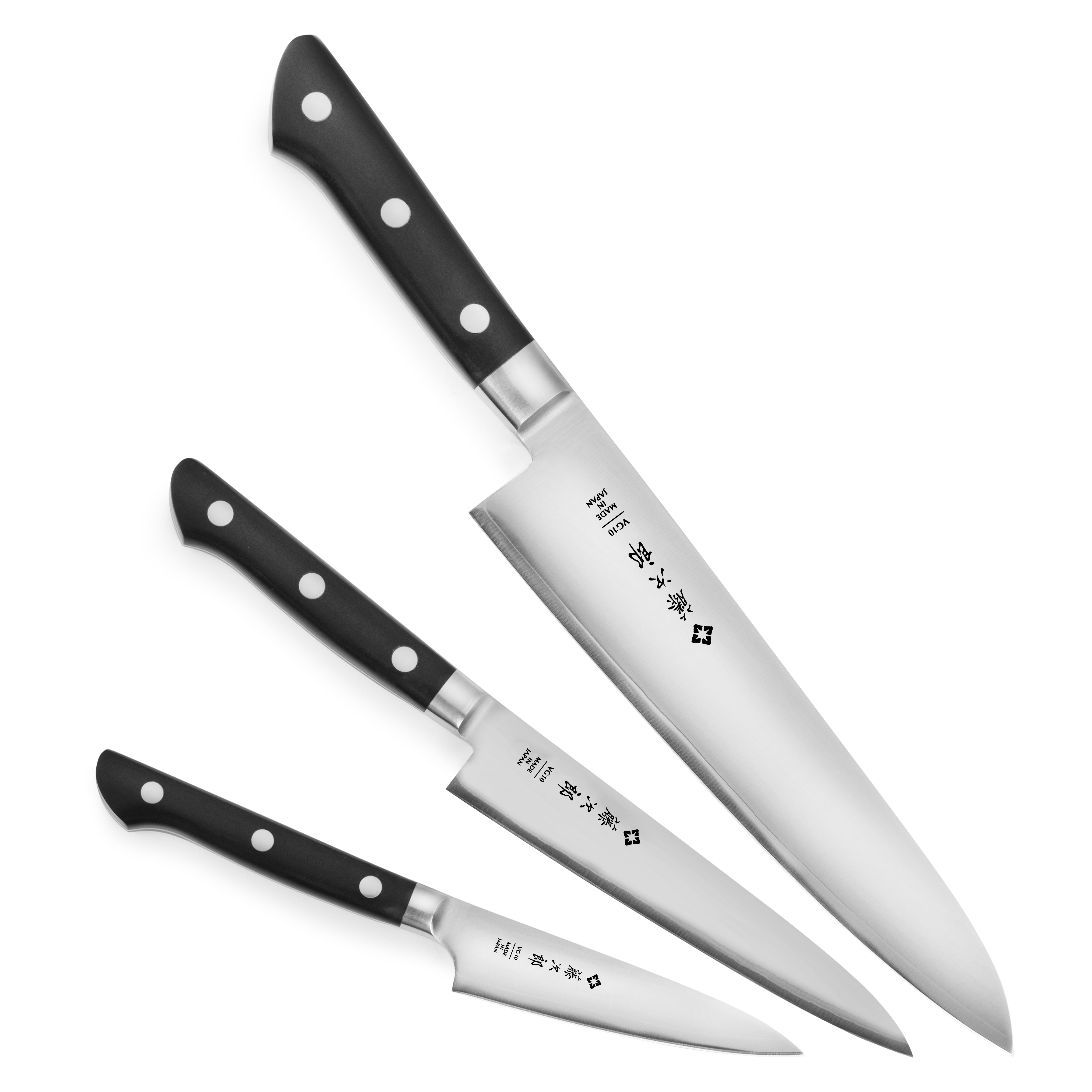 Japanese chef knives with VG-10 steel core for professional use