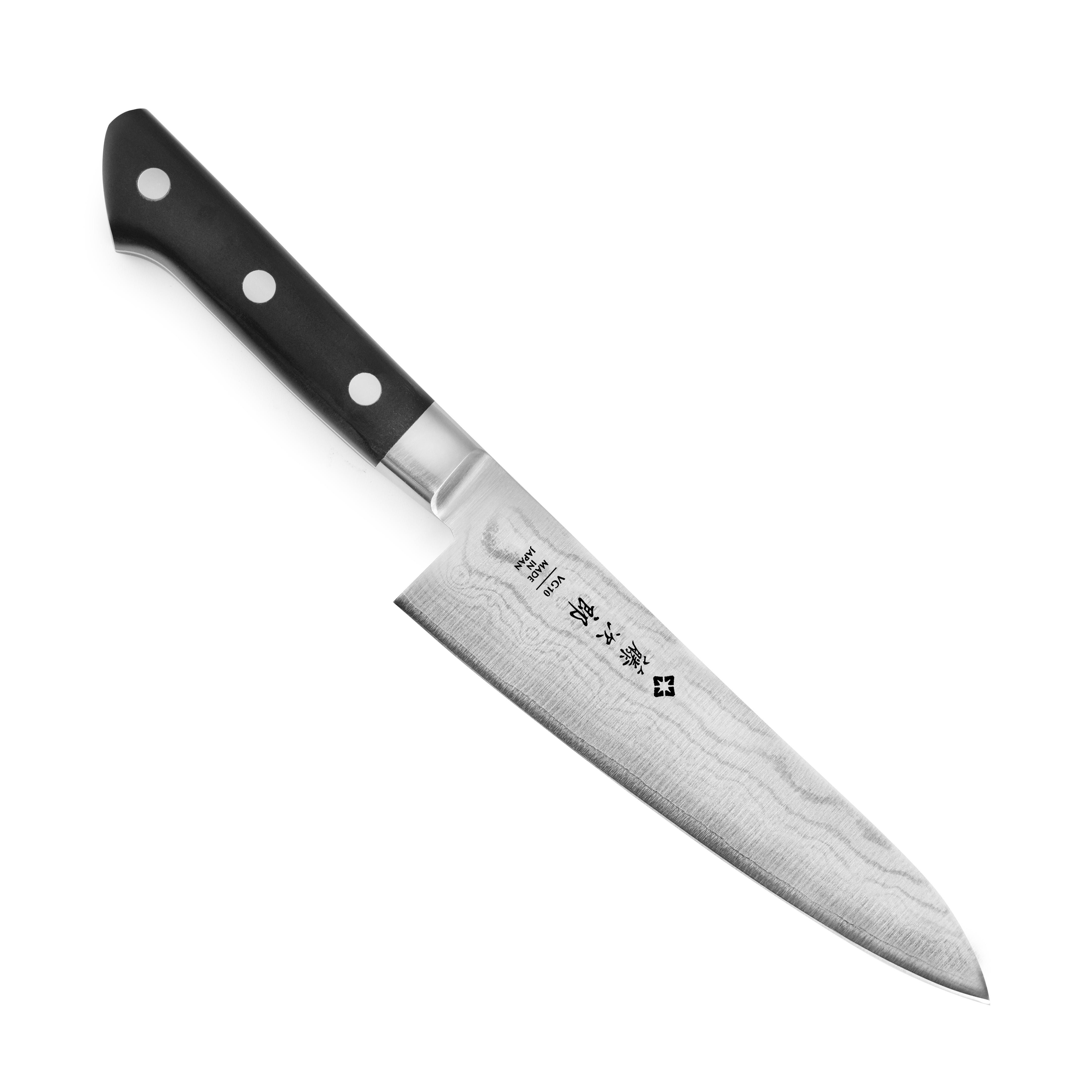 Tojiro Damascus 7-inch chefs knife blade showing layered damascus pattern
