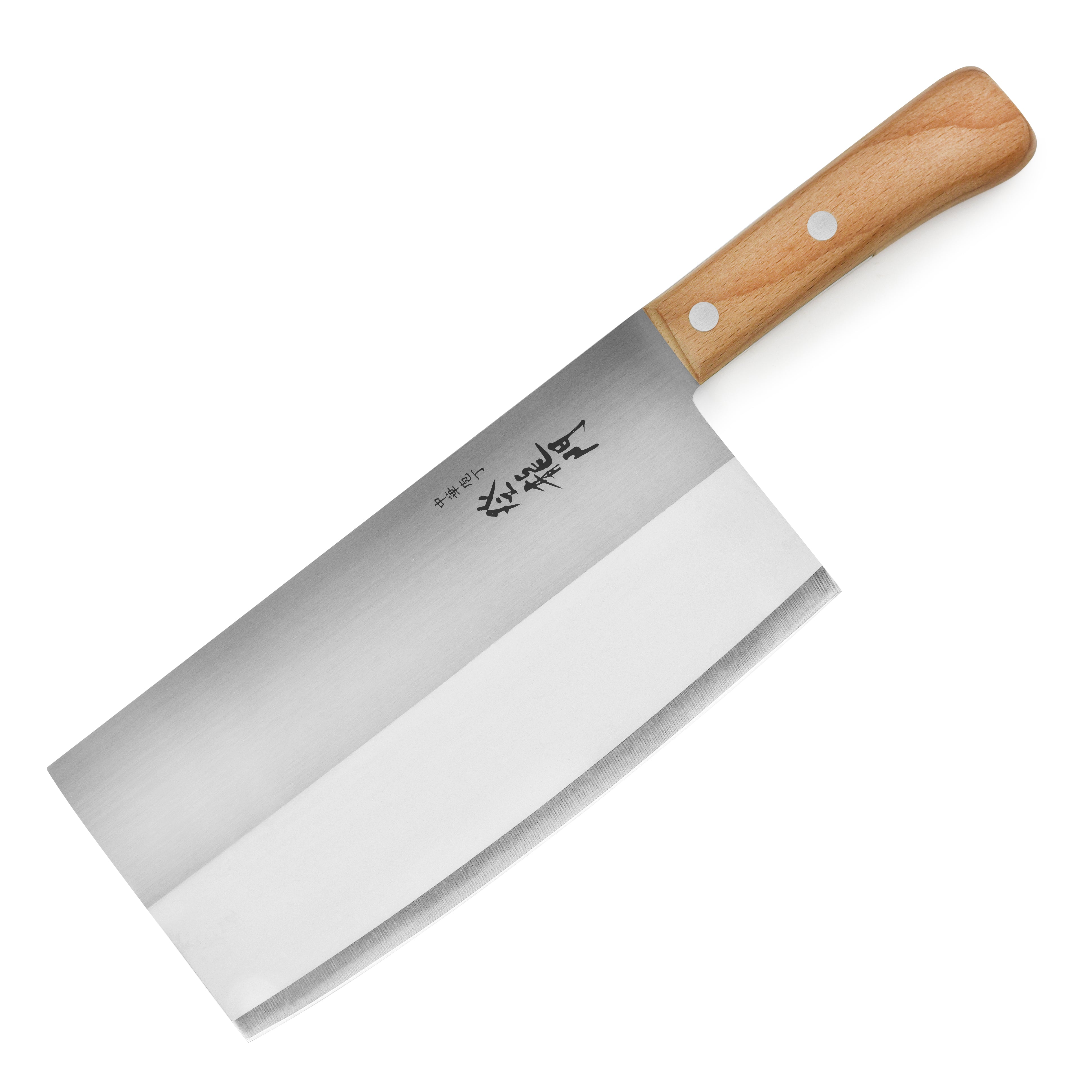 Close-up of Toryumon 7-inch Chinese cleaver blade for precise chopping