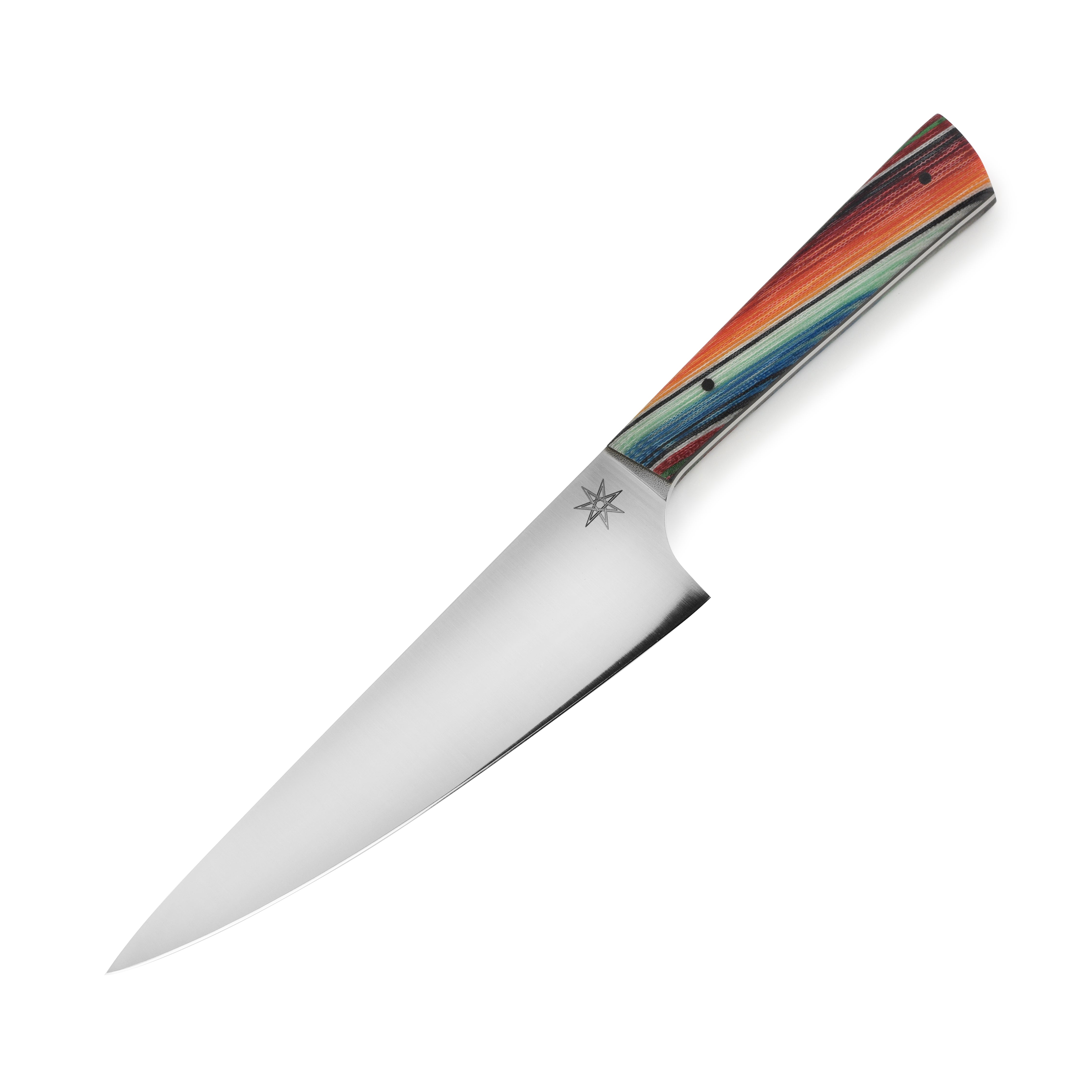 Baja Pro 7-Inch Japanese Chefs Knife with Nitro-V stainless steel blade, showcasing its sharp edge and elegant handle.