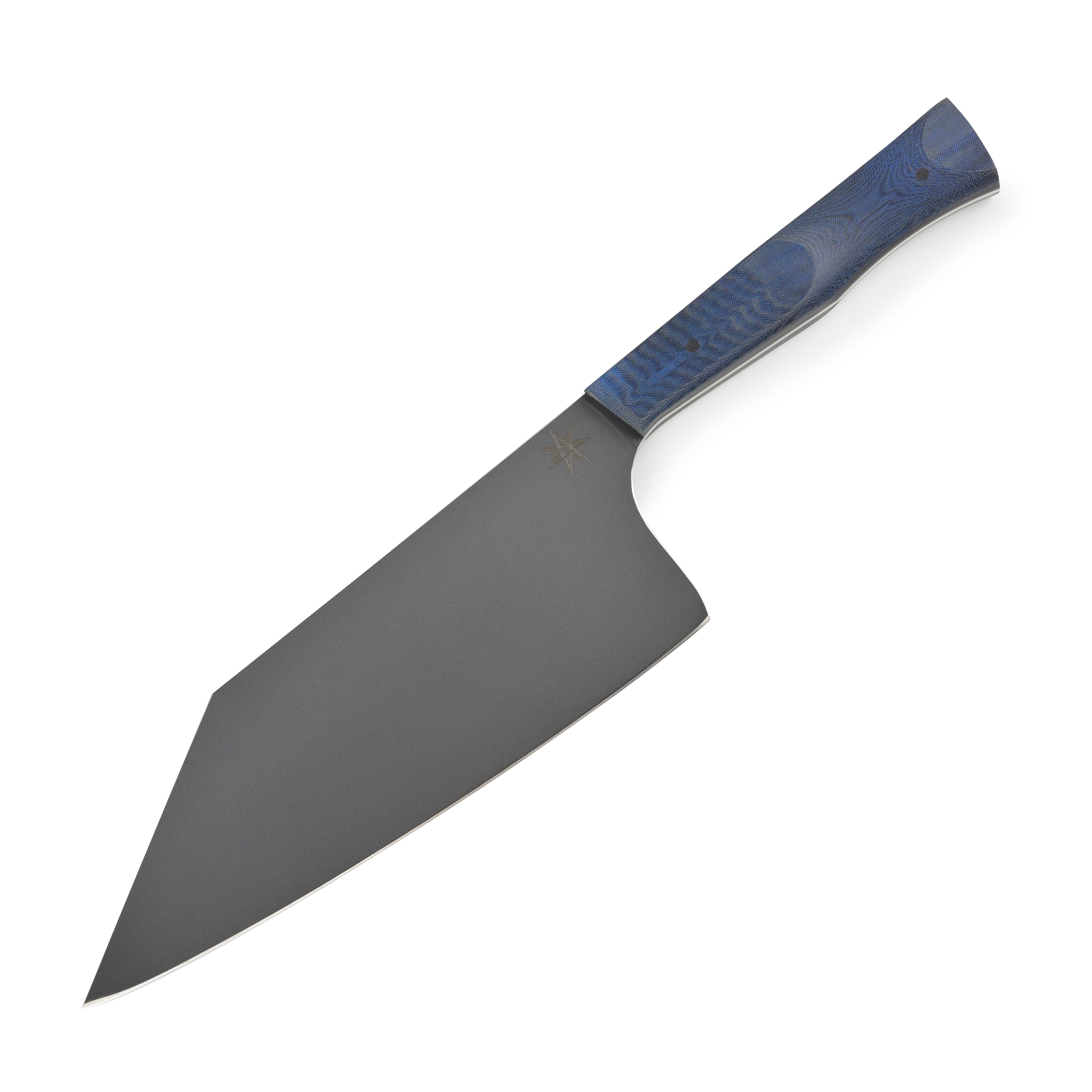 Blue Micarta Chef Chopper Knife showcasing the stainless steel blade and micarta handle.