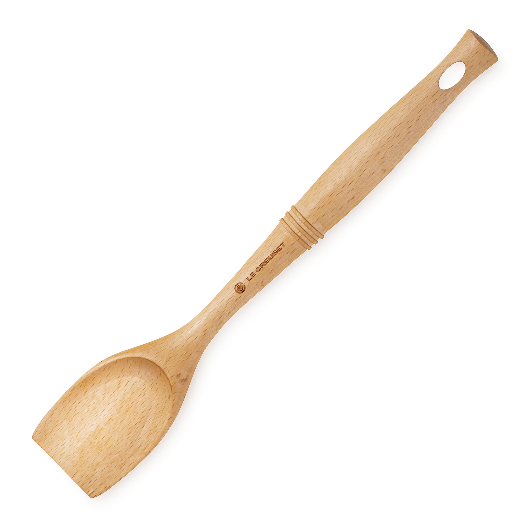 Premium beechwood scraping spoon showcasing its smooth finish and ergonomic handle.