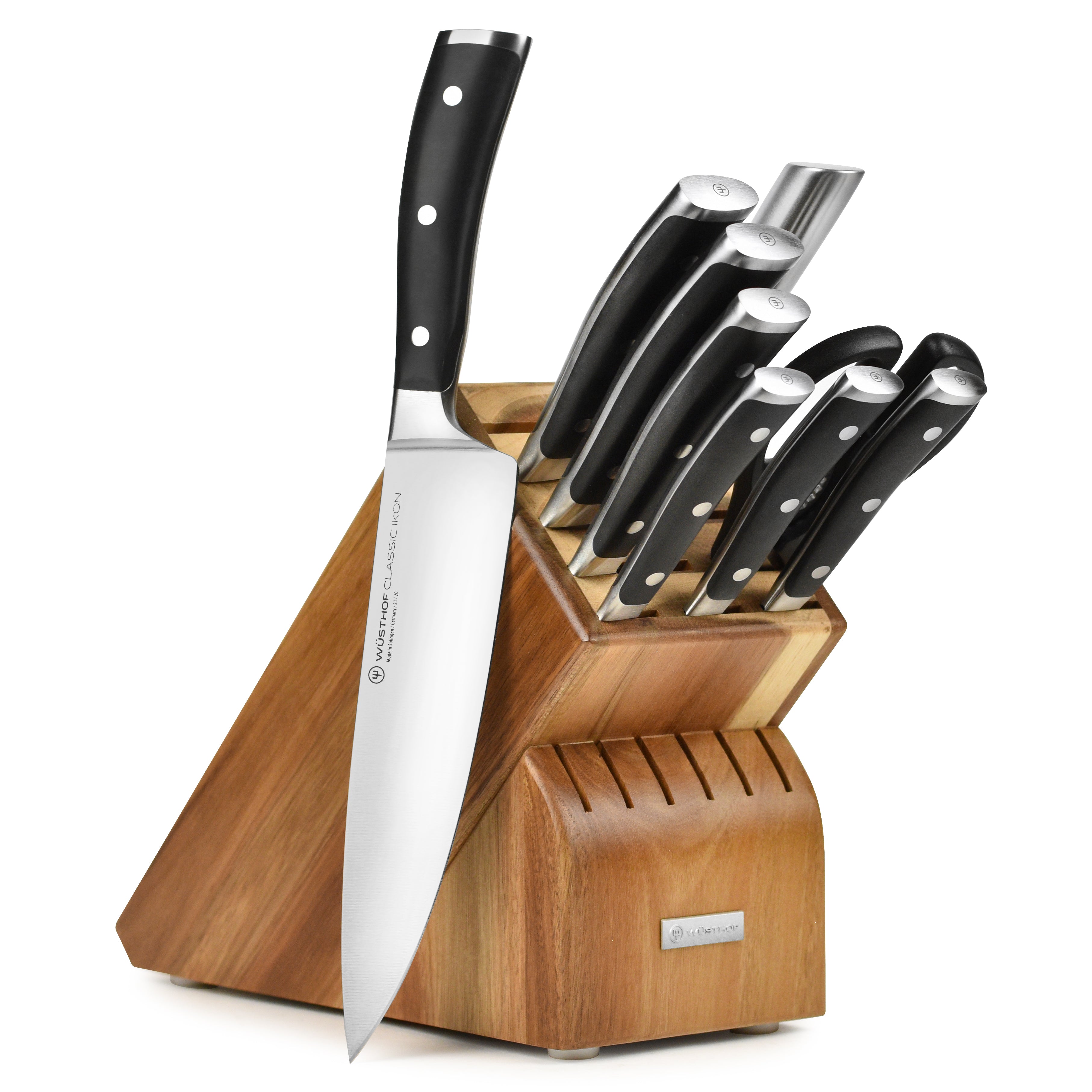 Ergonomic handles of Wusthof Classic Ikon knives for comfortable grip