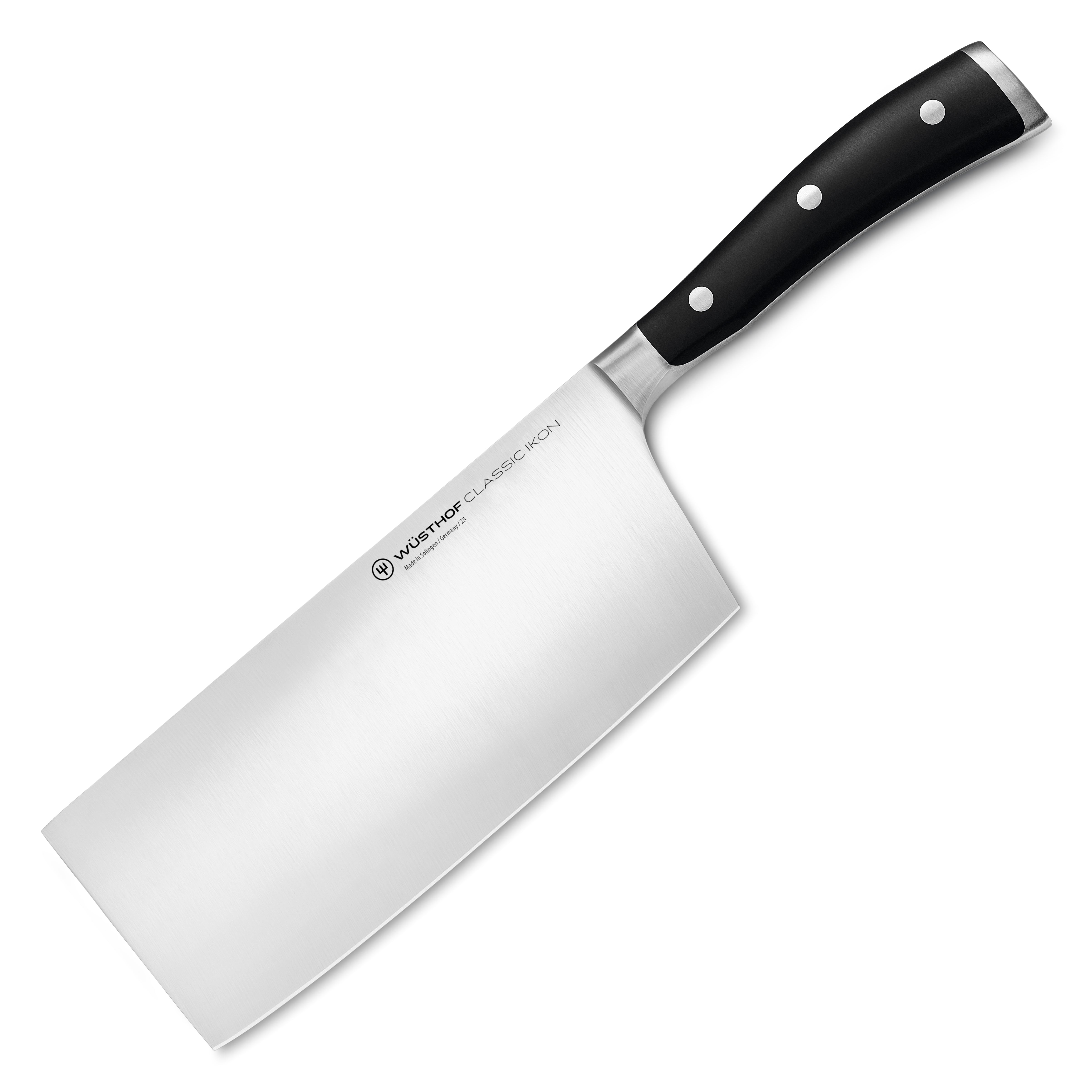Wusthof 7 Inch Chinese chefs knife with full tang and ergonomic handle for precise cuts.