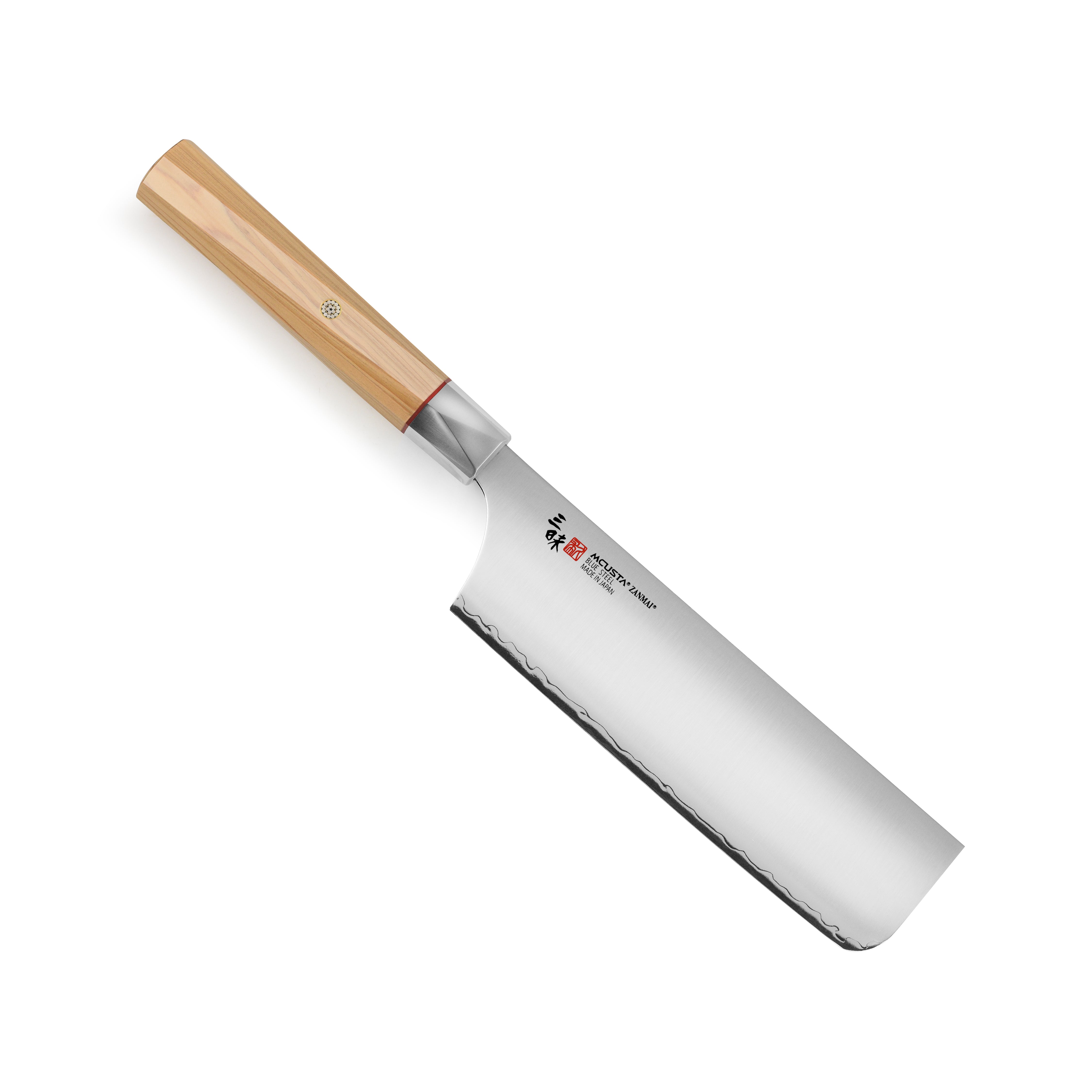 Zanmai Beyond Aogami Super 6.5-inch Nakiri knife with detailed focus on blade edge