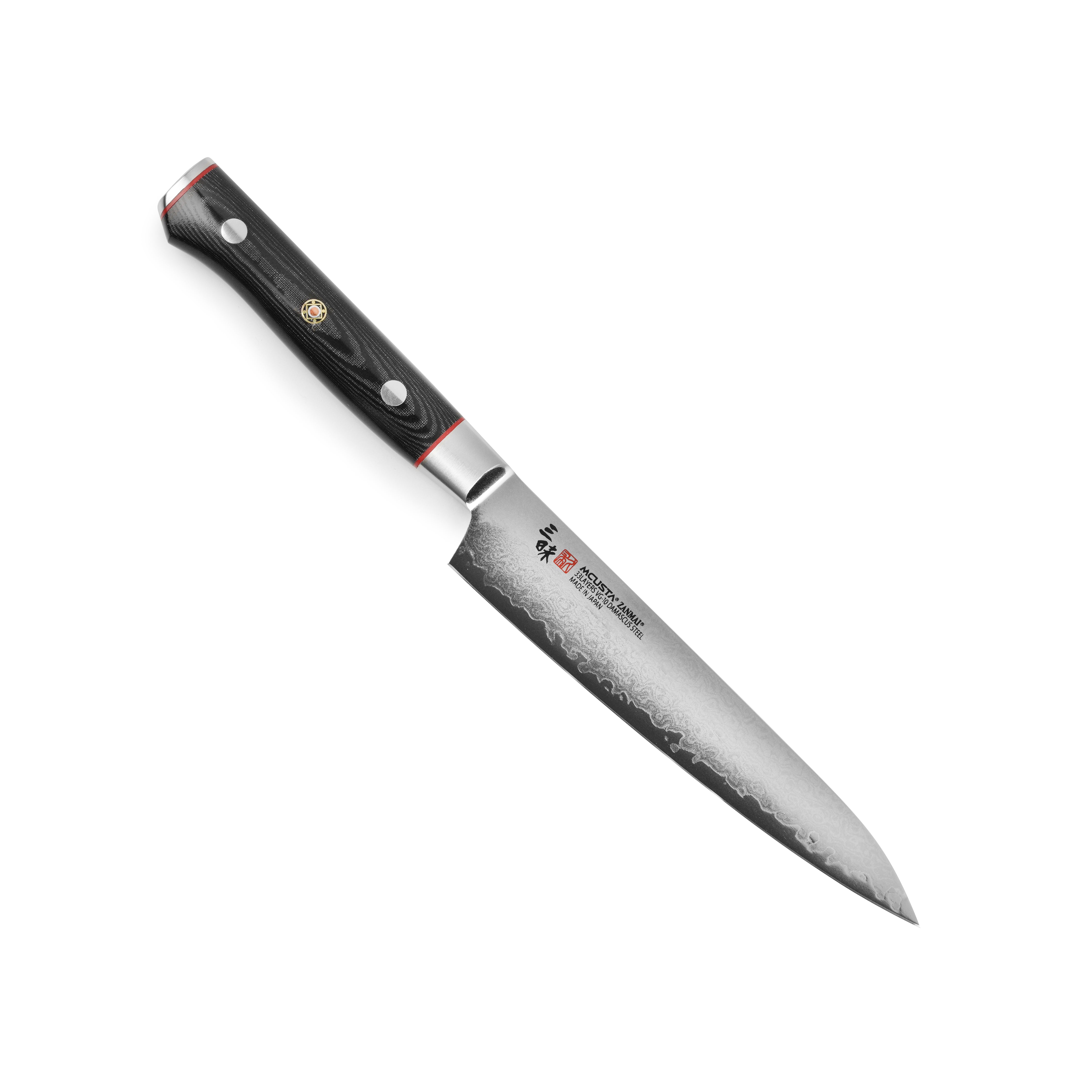 Zanmai Pro Zebra Damascus knife showcasing its elegant handle and blade design