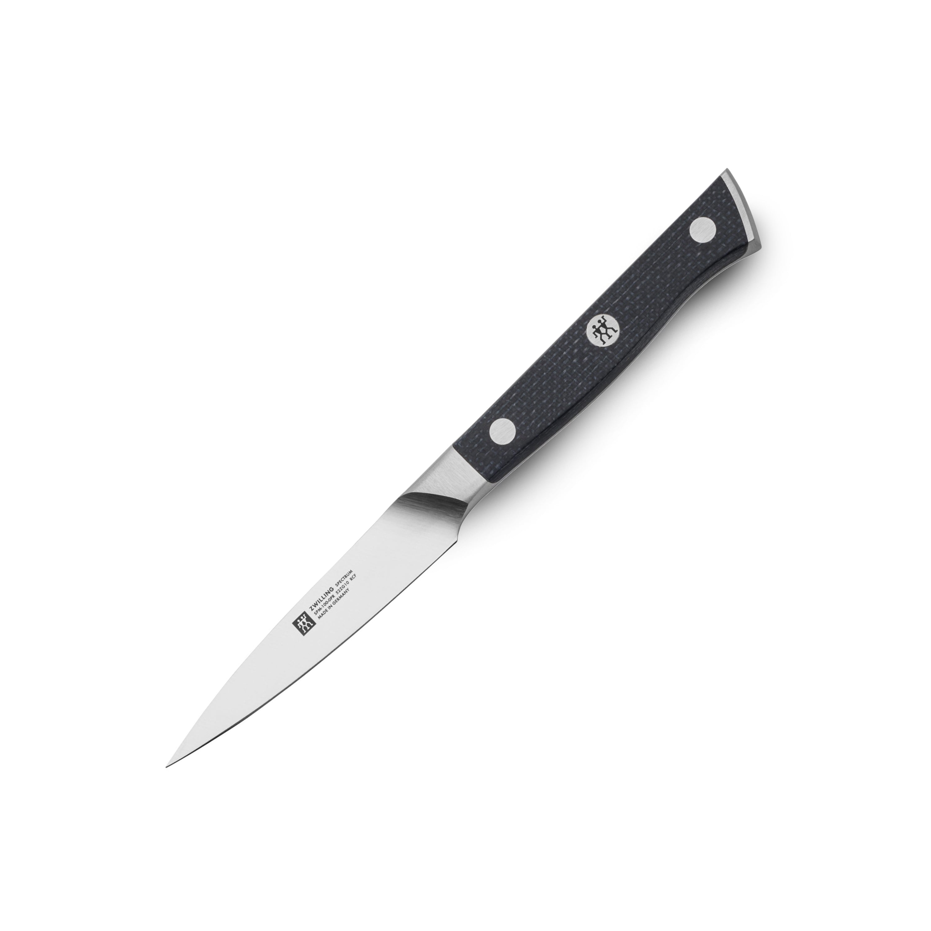 Close-up of the Zwilling Spectrum 4" paring knife blade, highlighting its sharp edge and craftsmanship.