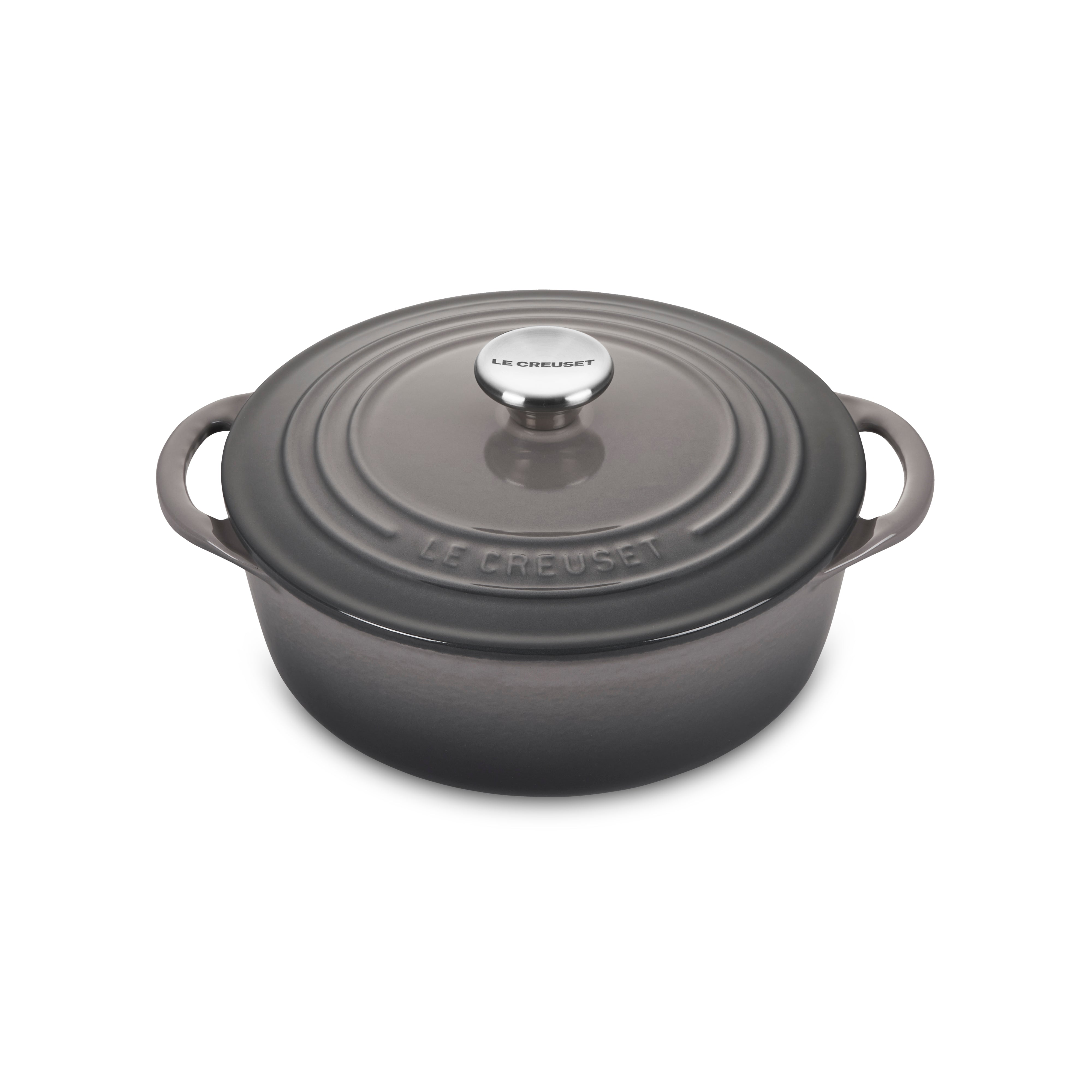 Enameled cast iron Dutch oven with lid on stovetop, showcasing heat distribution
