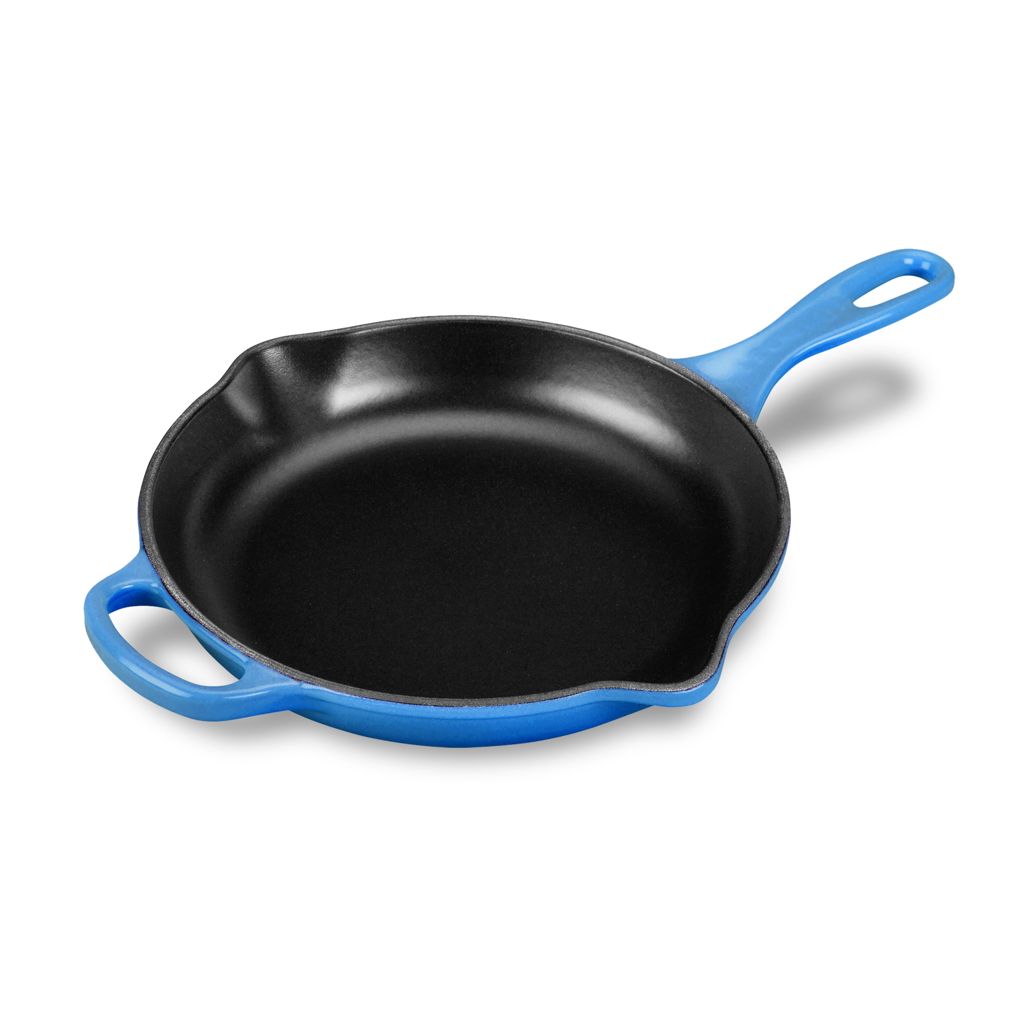 Le Creuset Marseille Enameled Cast Iron Skillet from above, highlighting its smooth surface and vibrant color.