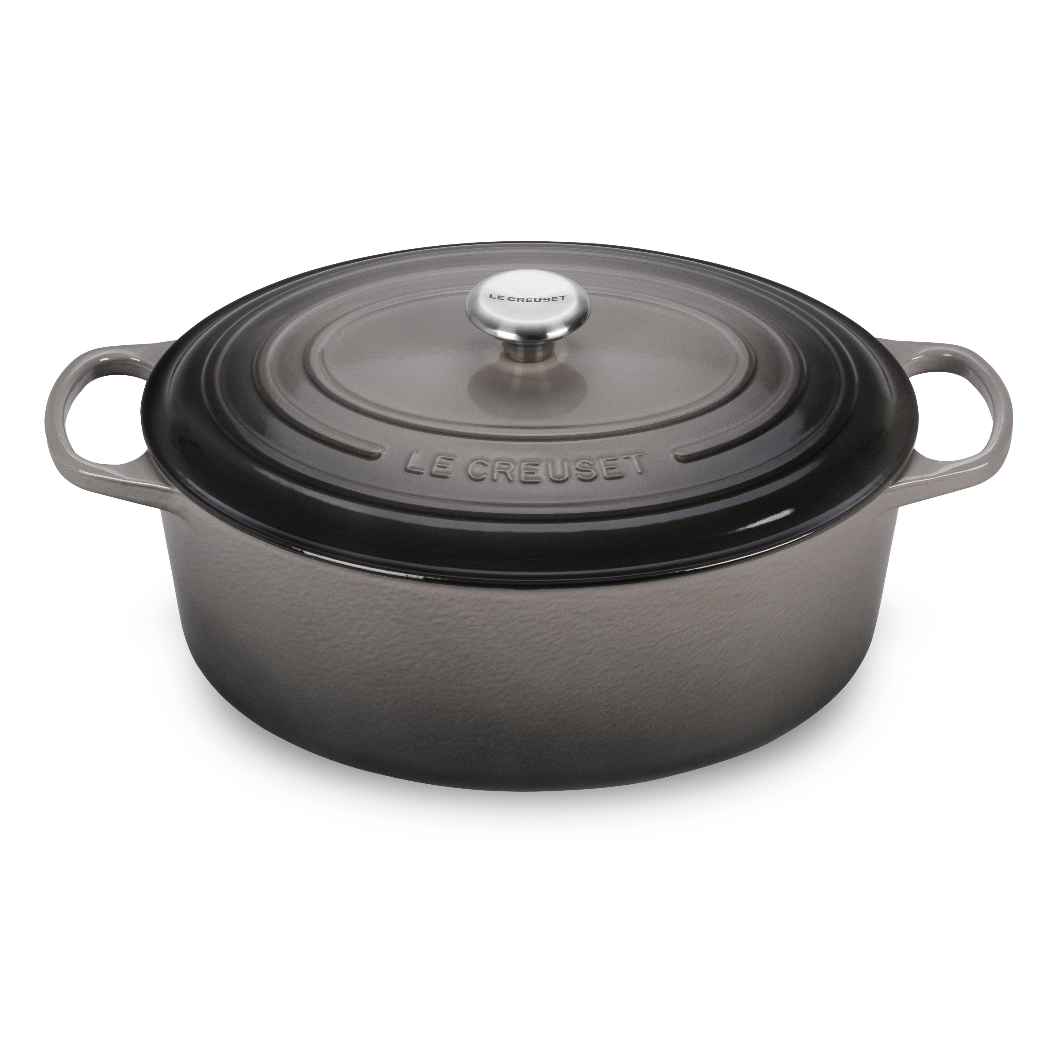 Le Creuset 9.5 Quart Dutch Oven from the side, showcasing the vibrant color and glossy finish, ideal for oven-safe slow cooking.