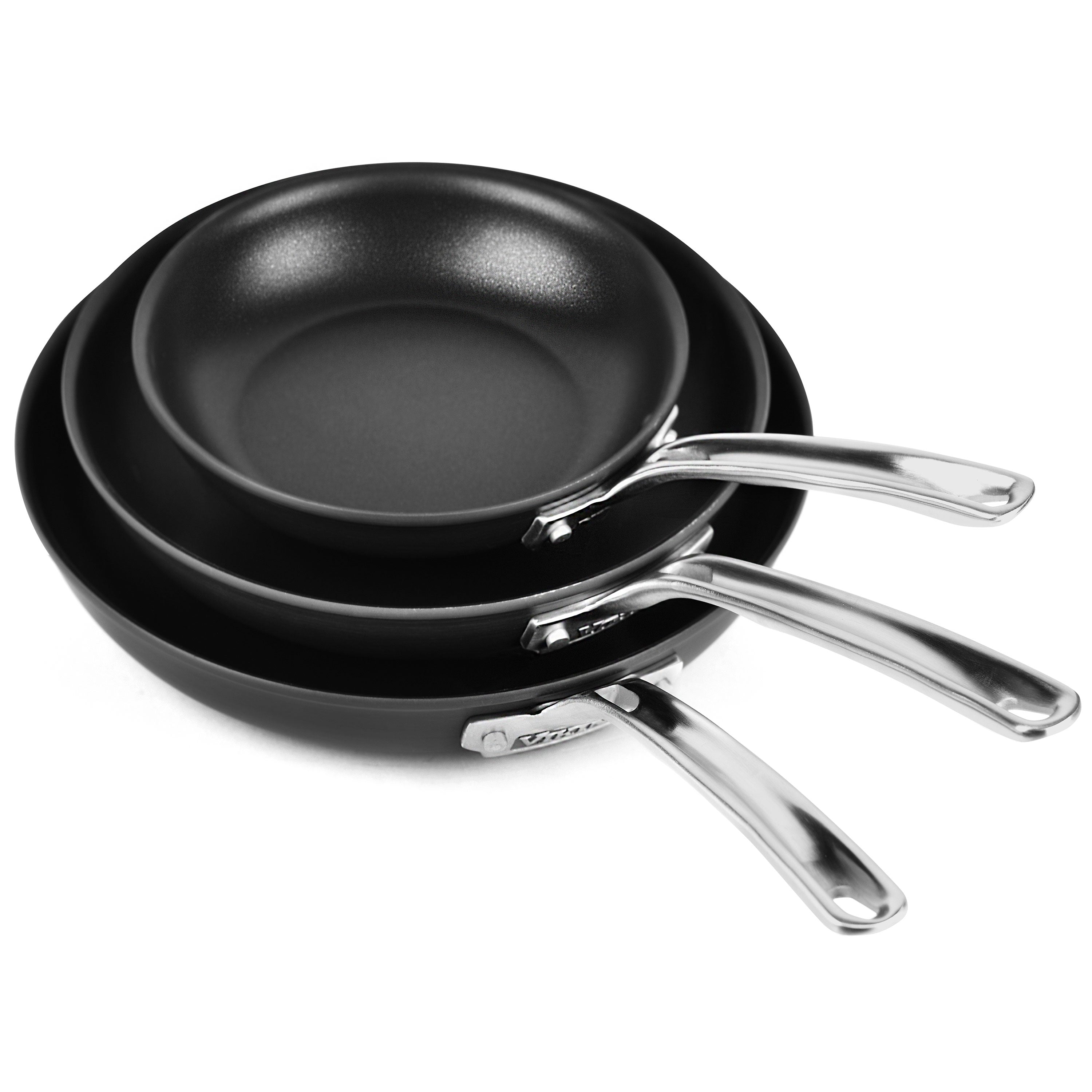 Viking Pro Nonstick Skillet Set showcasing the durable triple-layer coating and ergonomic handles.
