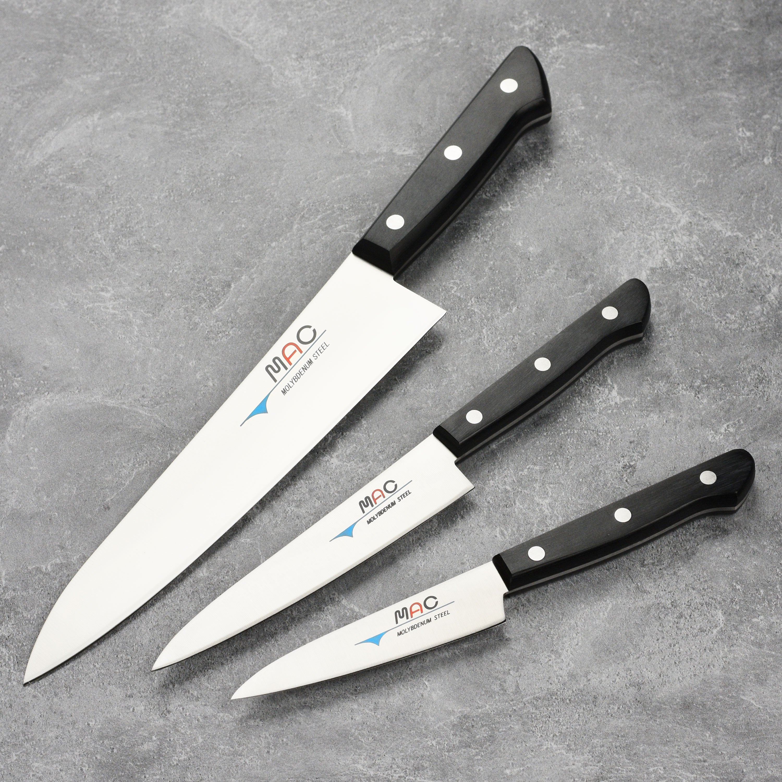Japanese chef knives with high carbon stainless steel blades and pakkawood handles for precision cutting