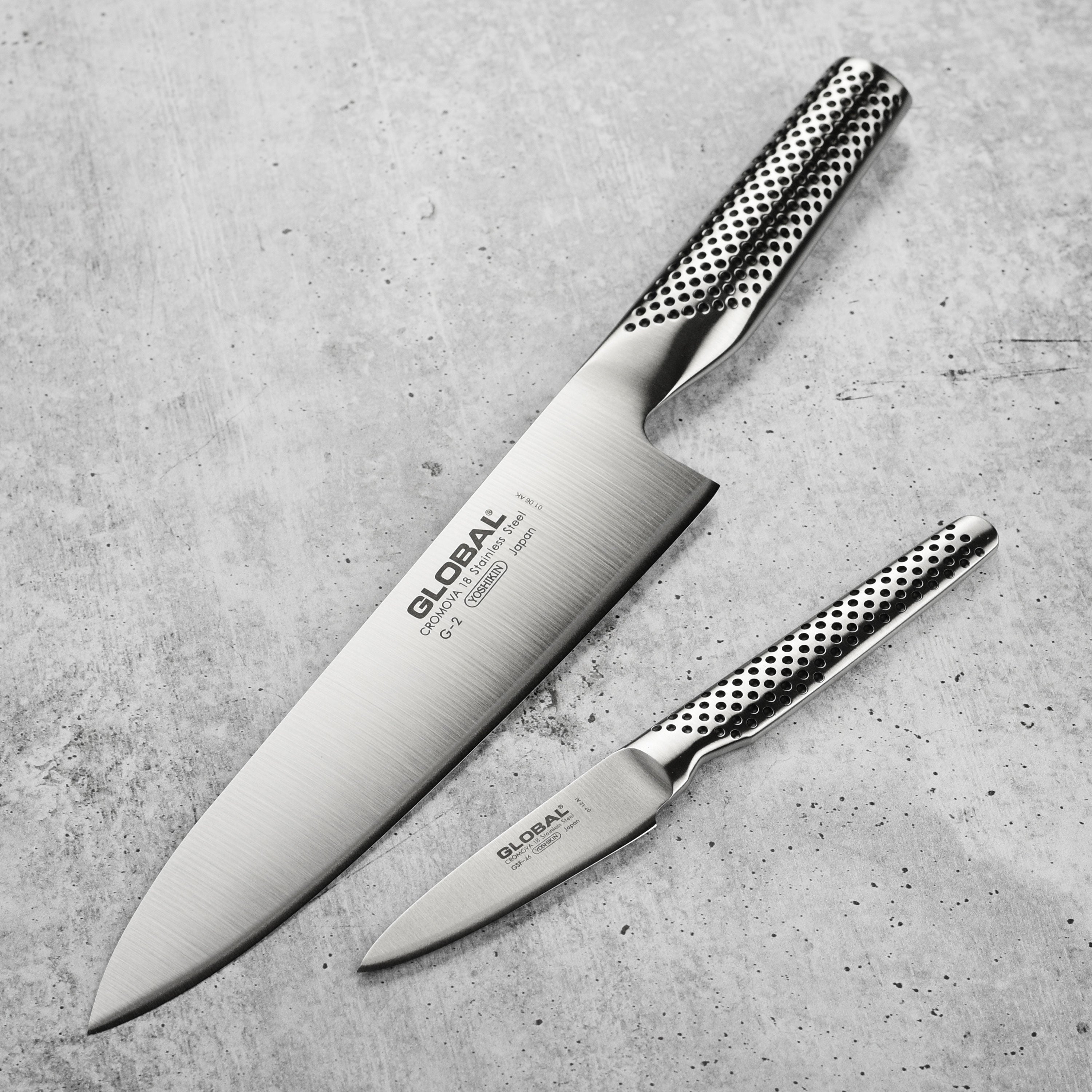 Global chef's starter knife set with high-quality Japanese steel blades for professional cooking