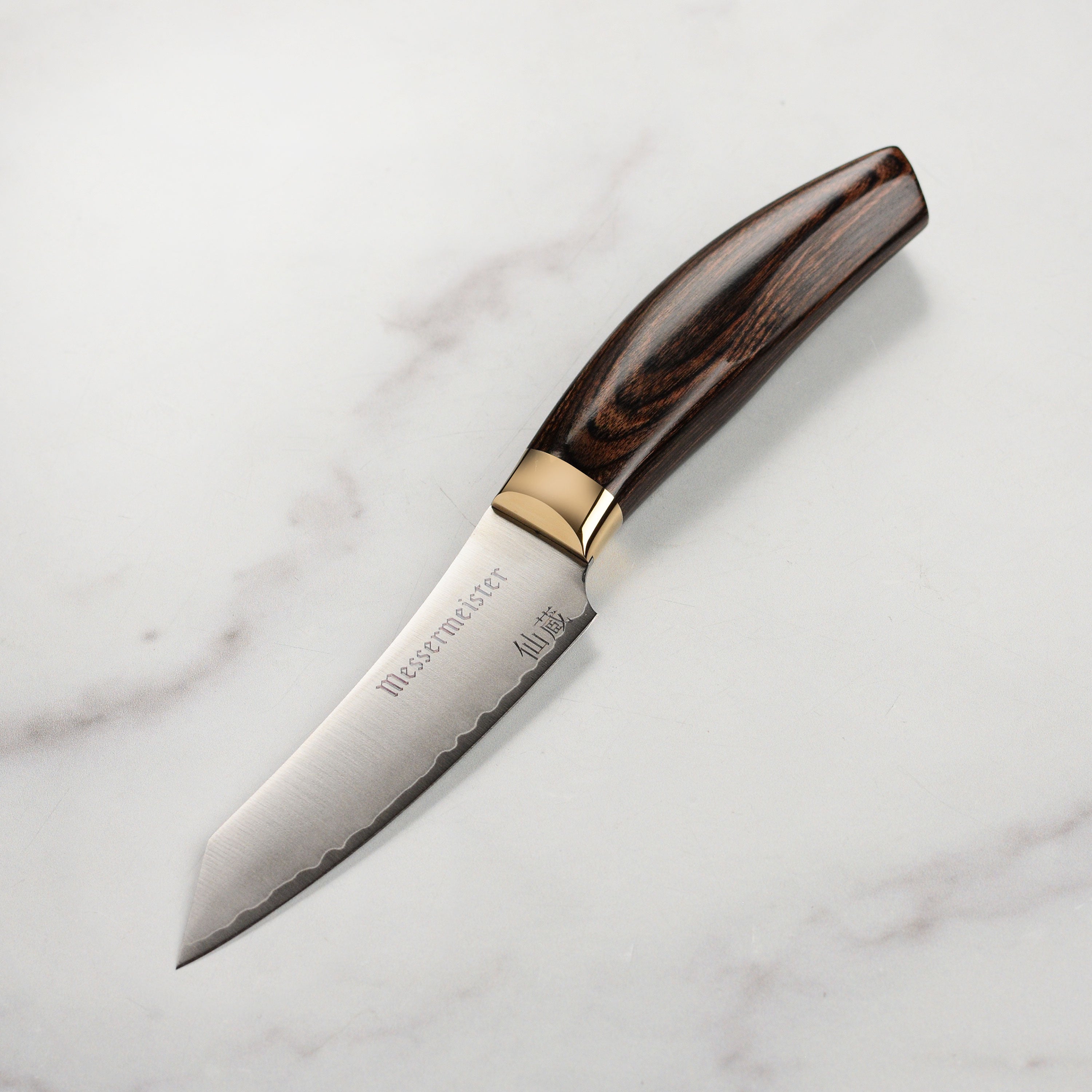 Close-up view of the Kawashima SG2 paring knife highlighting its precision edge and craftsmanship.