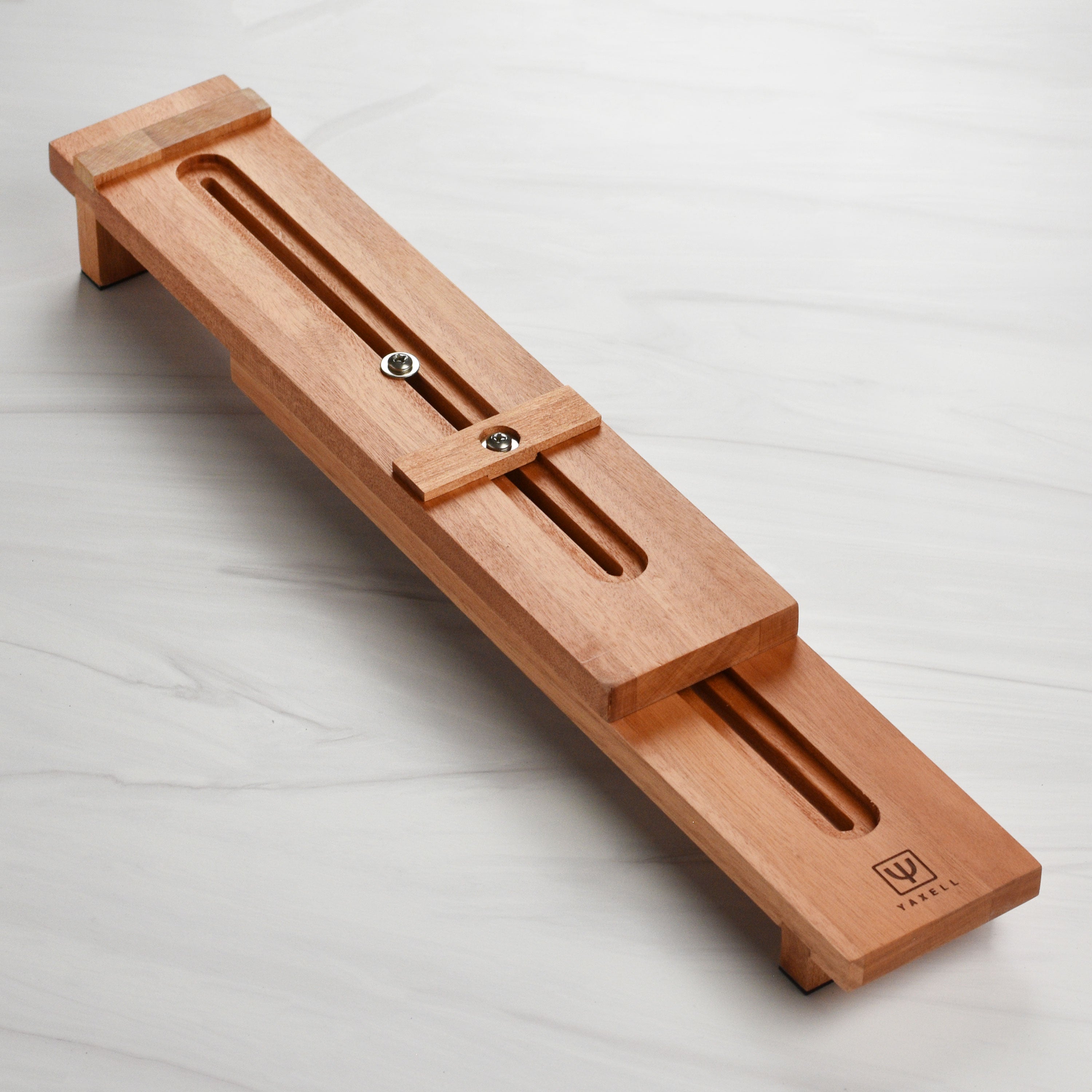 Yaxell Water Stone Sink Bridge showcasing its wooden structure and capacity for water stones.