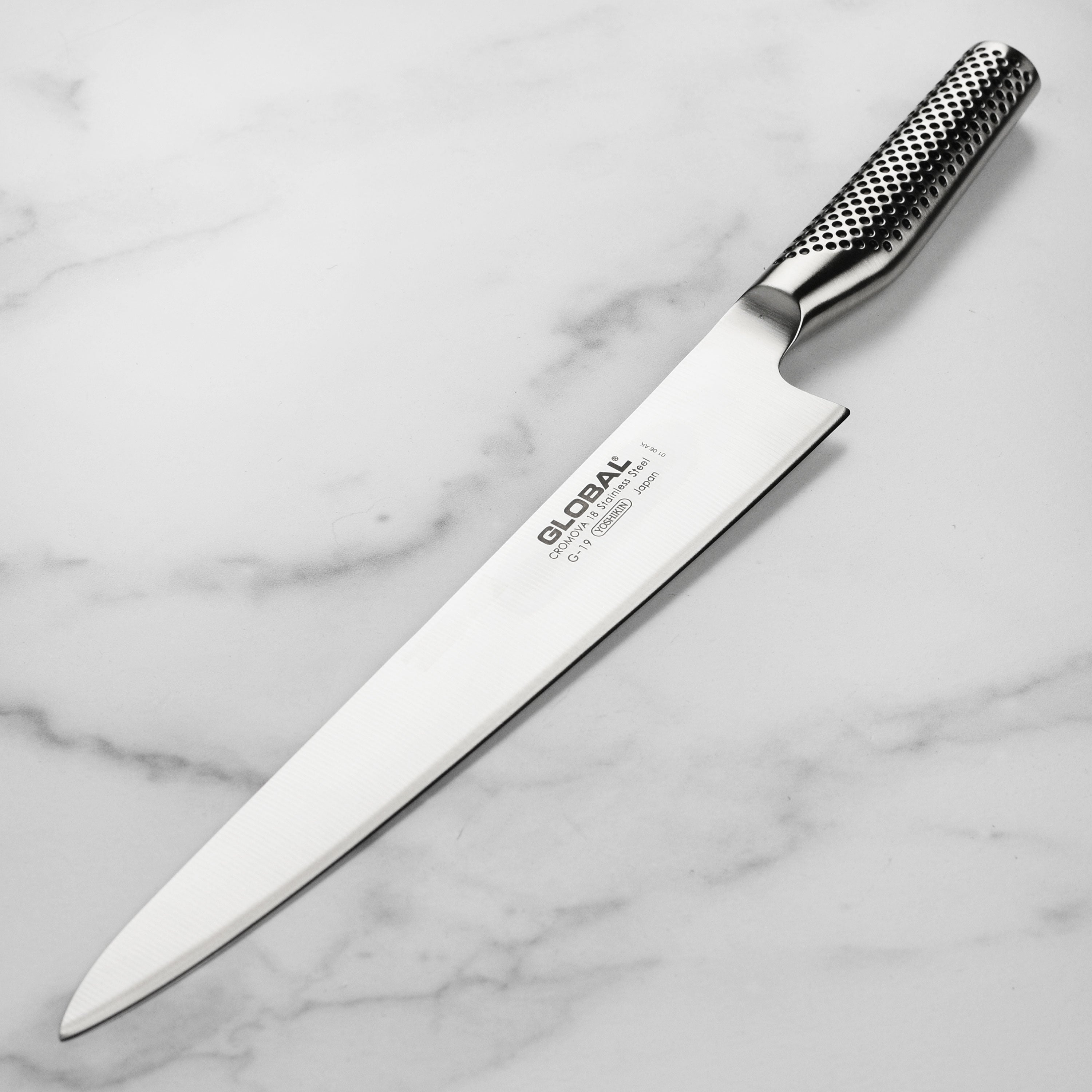 Global 11-Inch Flexible Fillet Knife with ergonomic handle and high carbon stainless steel blade.
