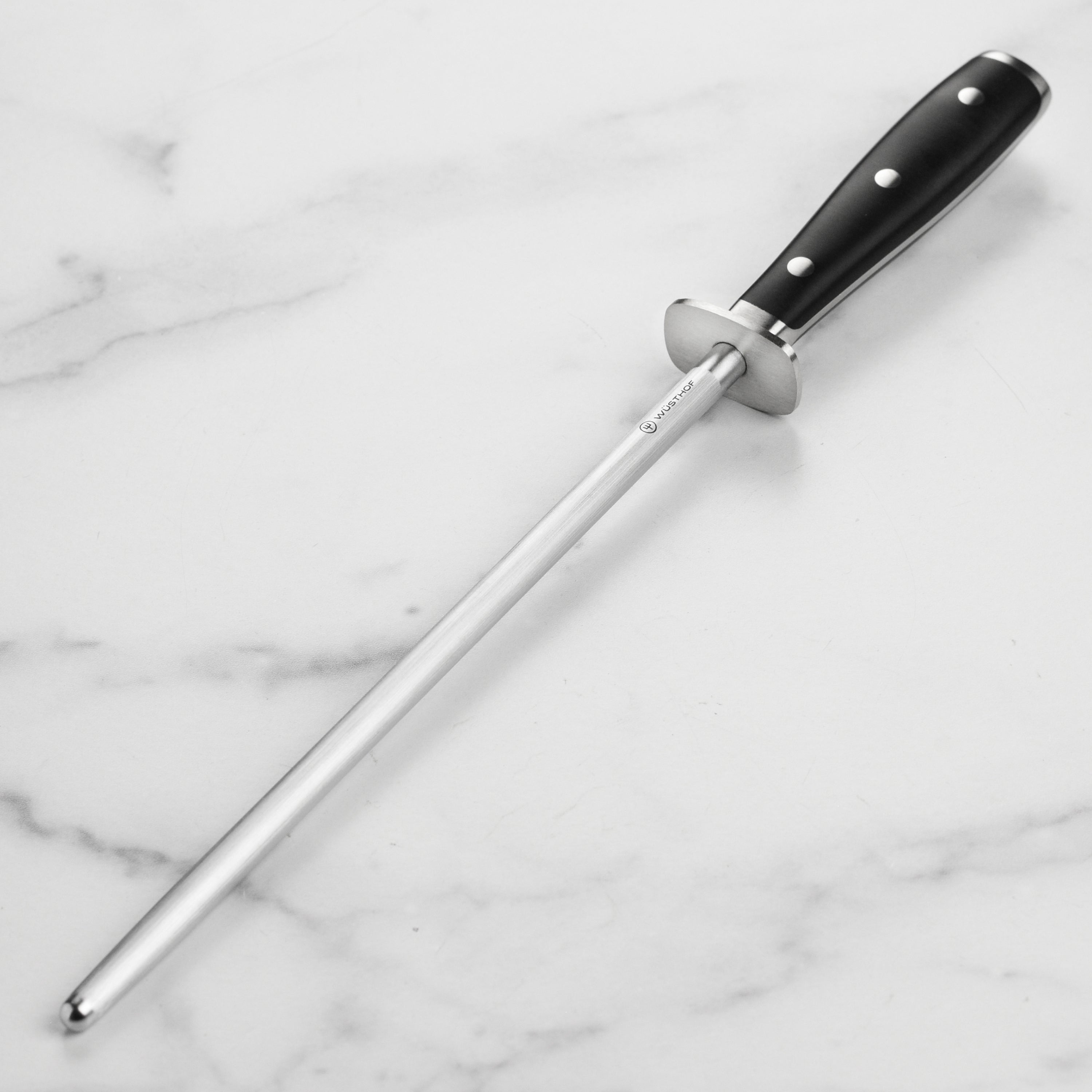 Wusthof Classic Ikon honing steel showcasing its ergonomic handle