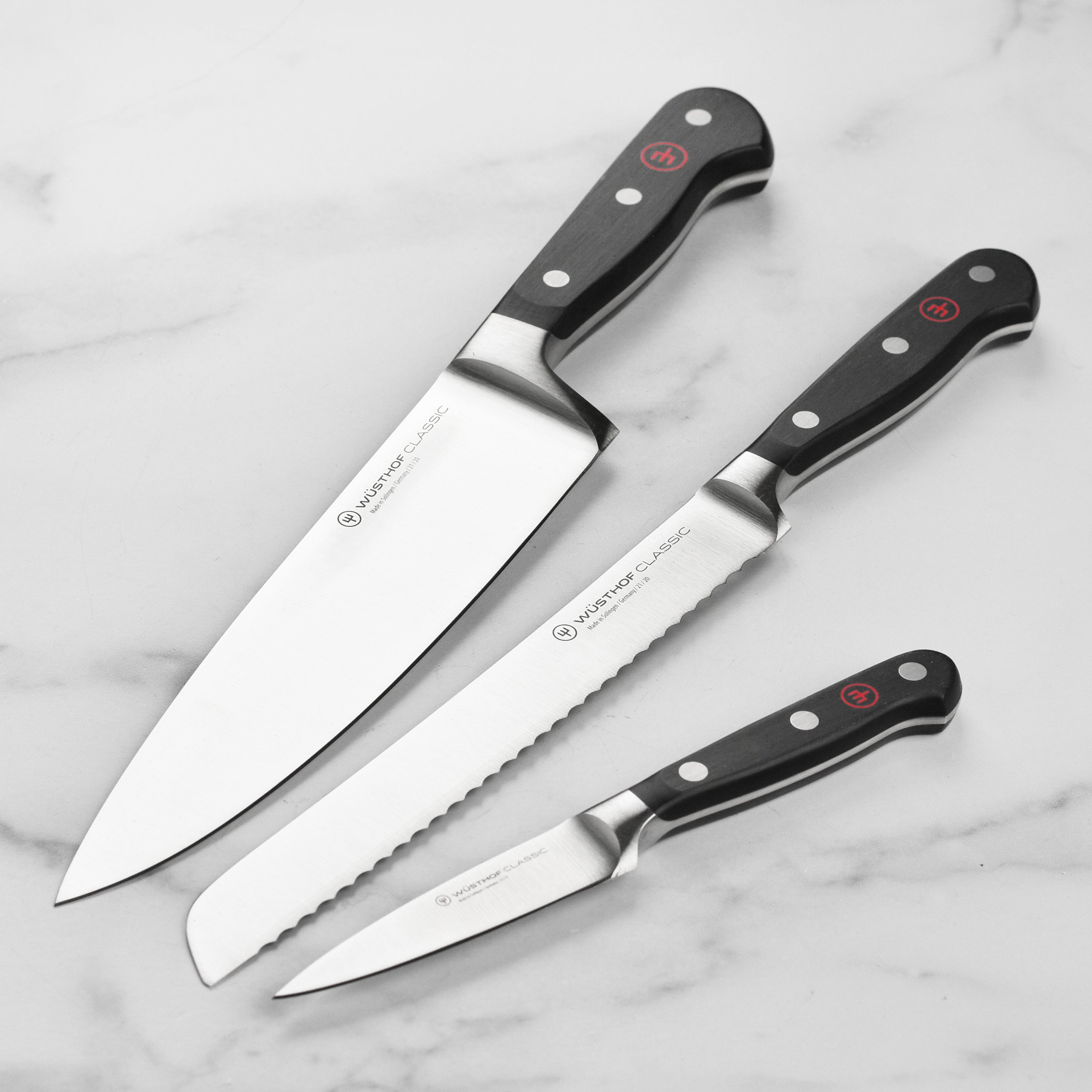 Wusthof Classic chef knife blade detail highlighting sharp edge