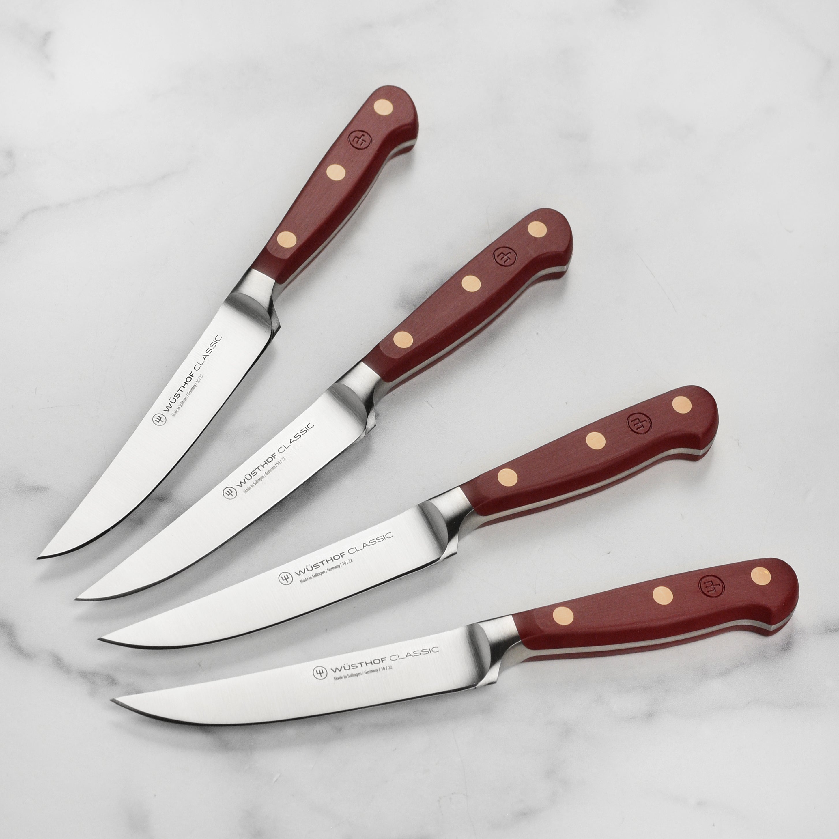 Wusthof steak knives with high-carbon stainless steel blades and ergonomic handles