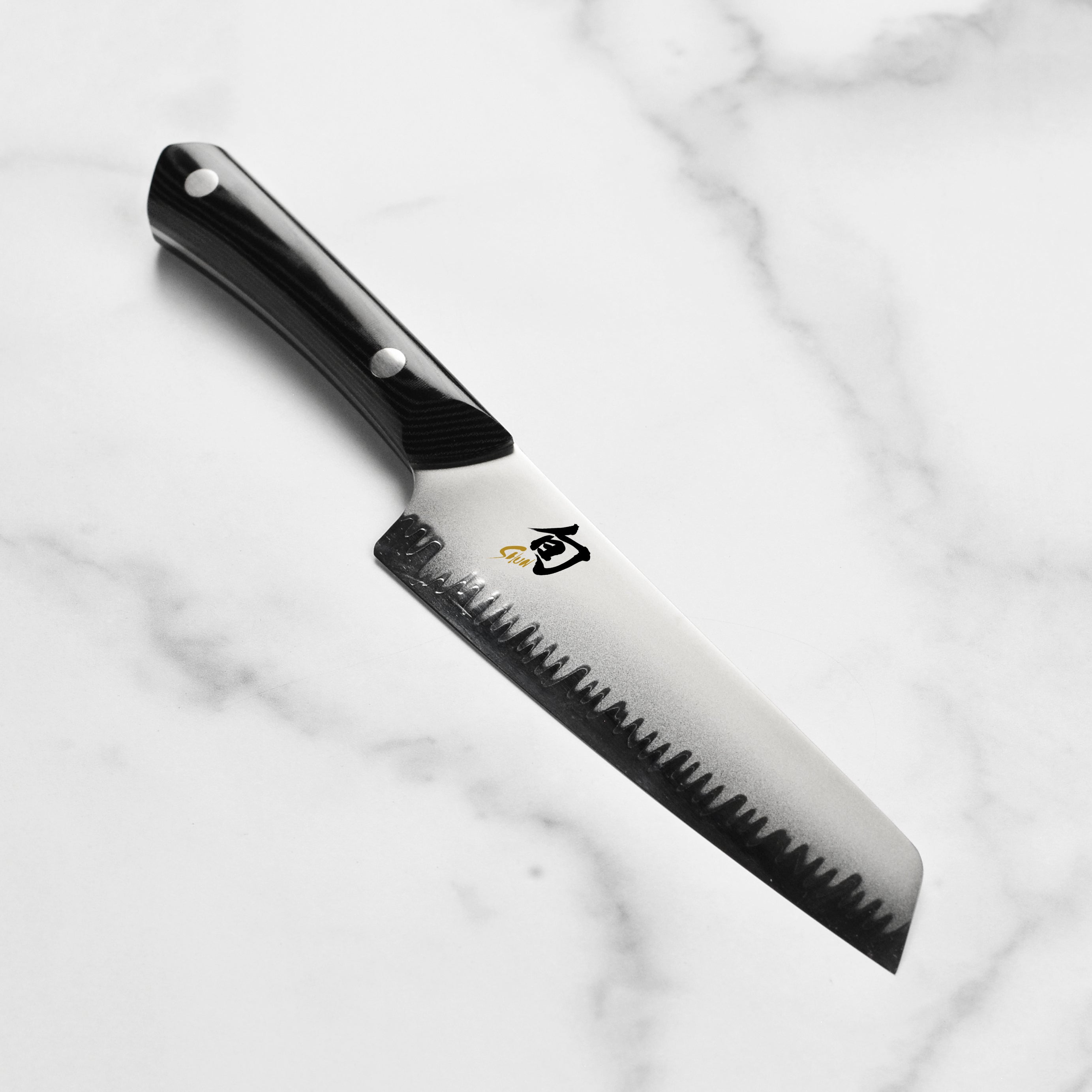 Shun Narukami Blue #2 carbon steel utility knife with bead-blasted finish