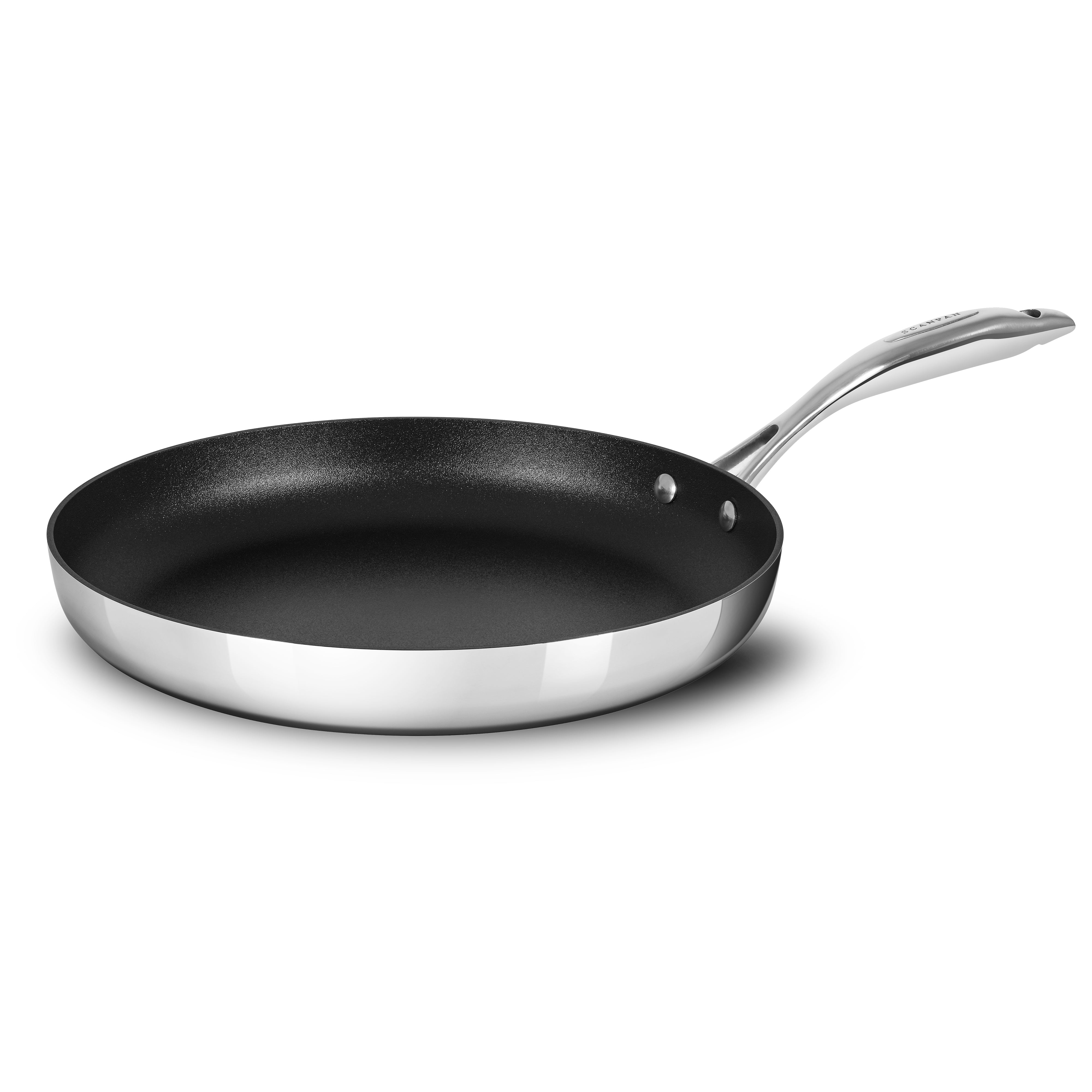 Close-up of the nonstick surface of the stainless steel fry pan showing micro-texture