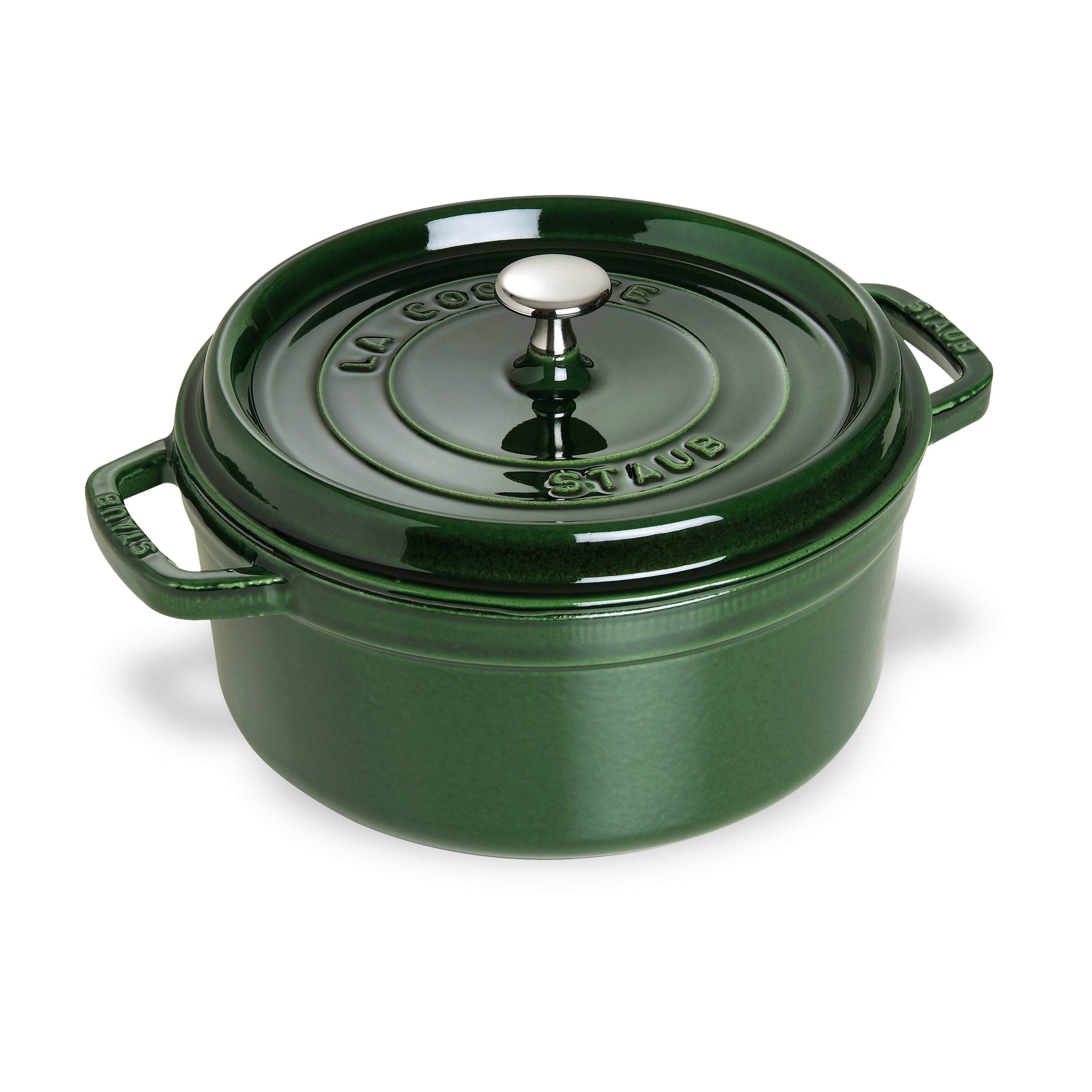 Basil Green Enameled Cast Iron Dutch Oven showing interior texture and lid