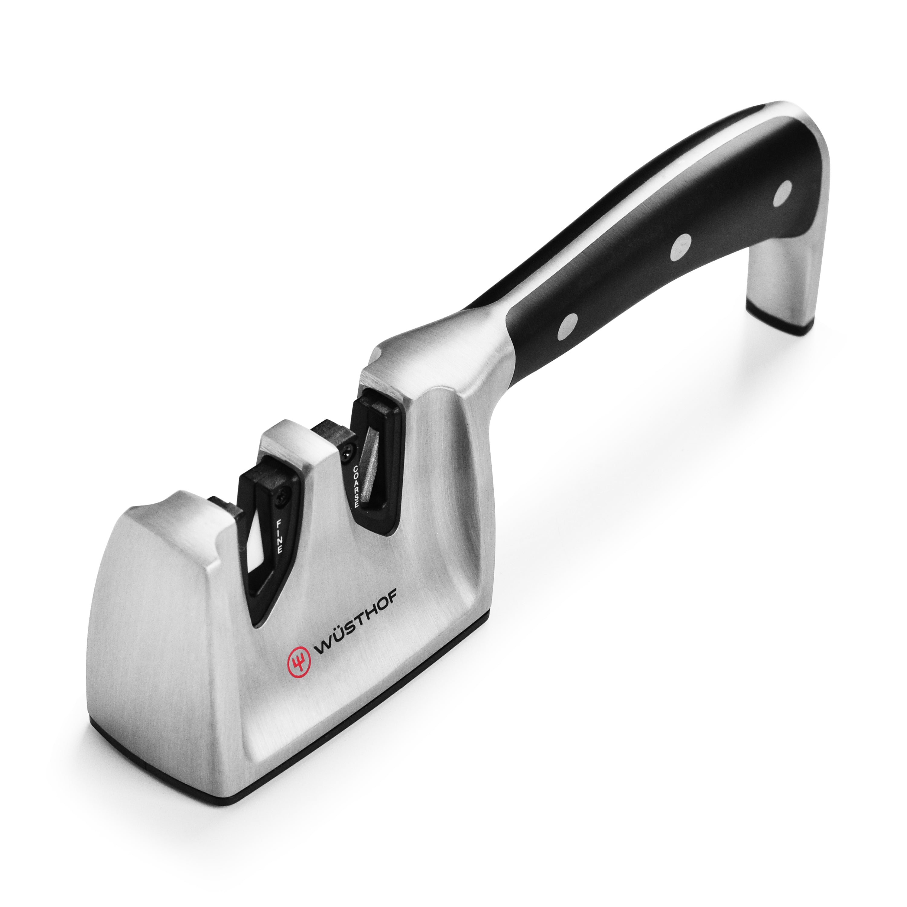 Wusthof hand-held knife sharpener with ergonomic handle and non-slip base
